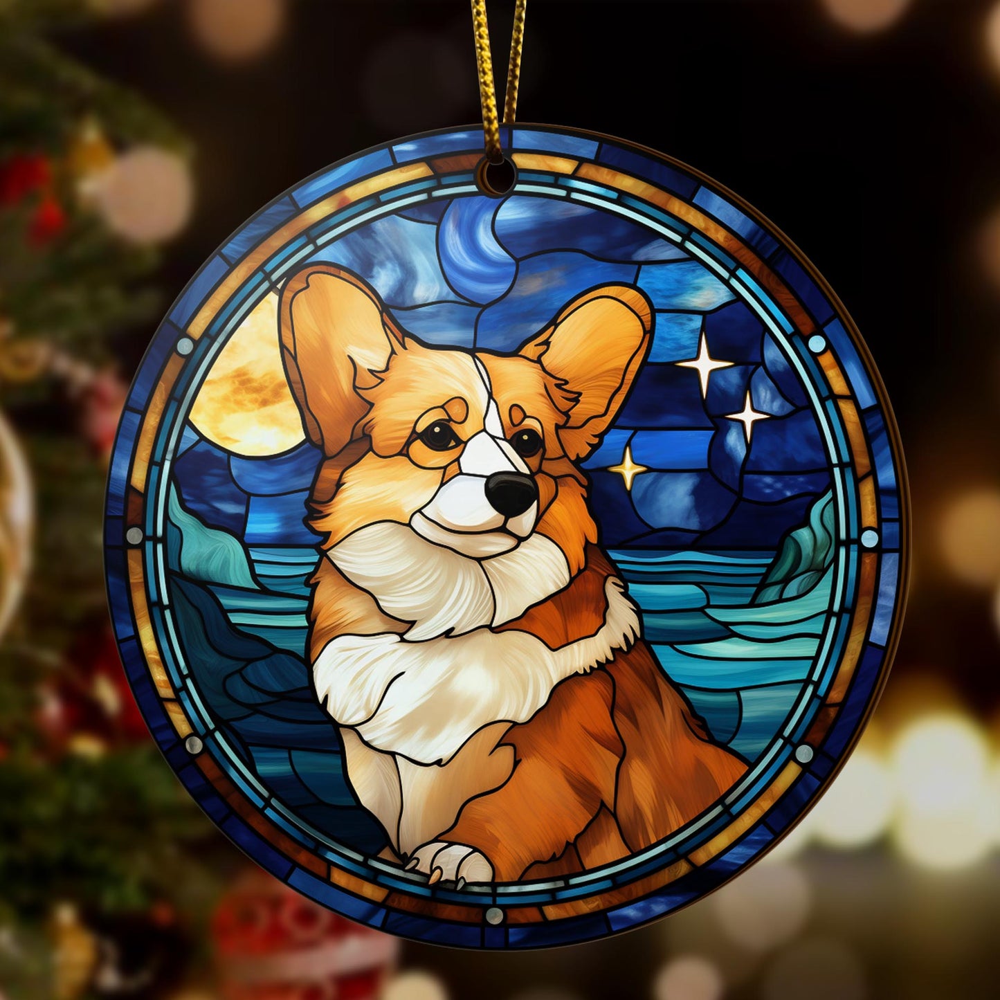 Corgi EPHG-52485-Corgi Wooden Ornaments 2 Sides, Corgi Ornaments For Christmas Tree, Christmas Tree Hanging, Christmas Decorations