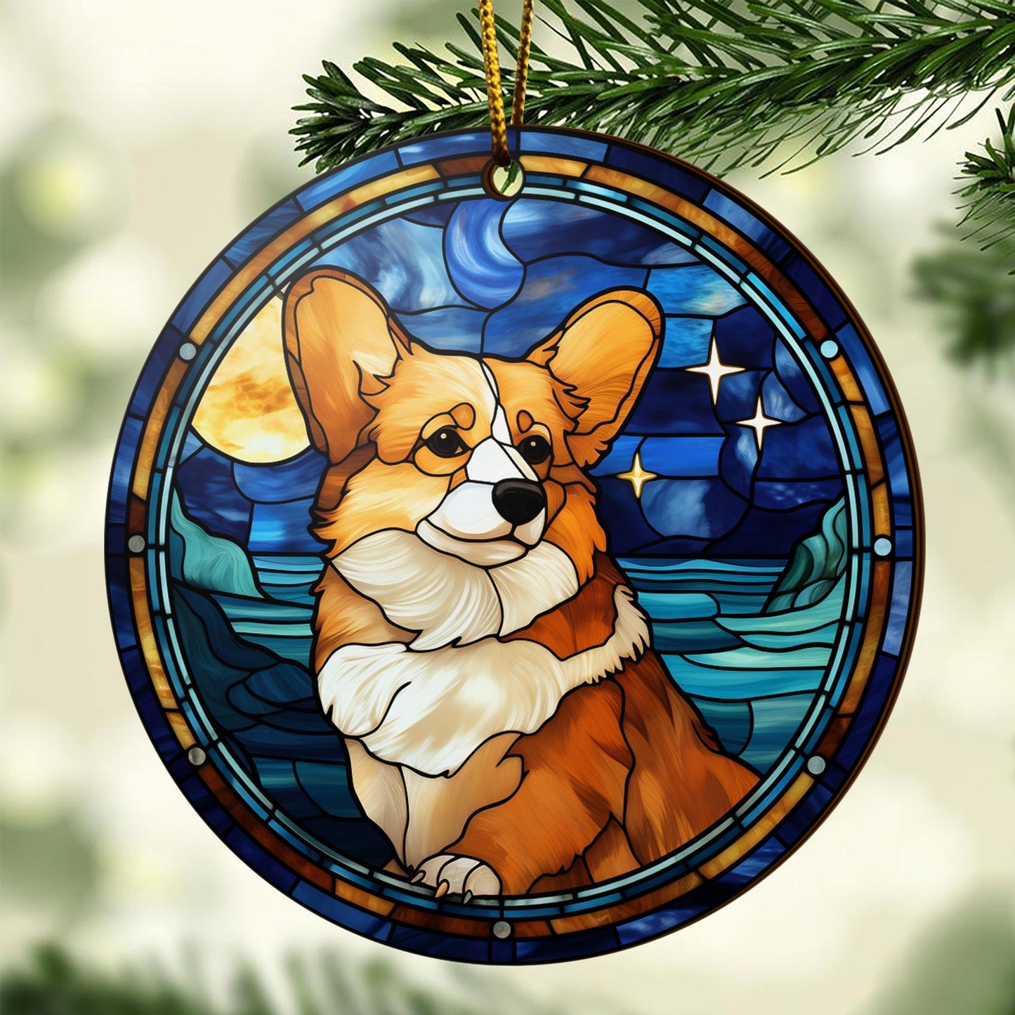 Corgi EPHG-52485-Corgi Wooden Ornaments 2 Sides, Corgi Ornaments For Christmas Tree, Christmas Tree Hanging, Christmas Decorations