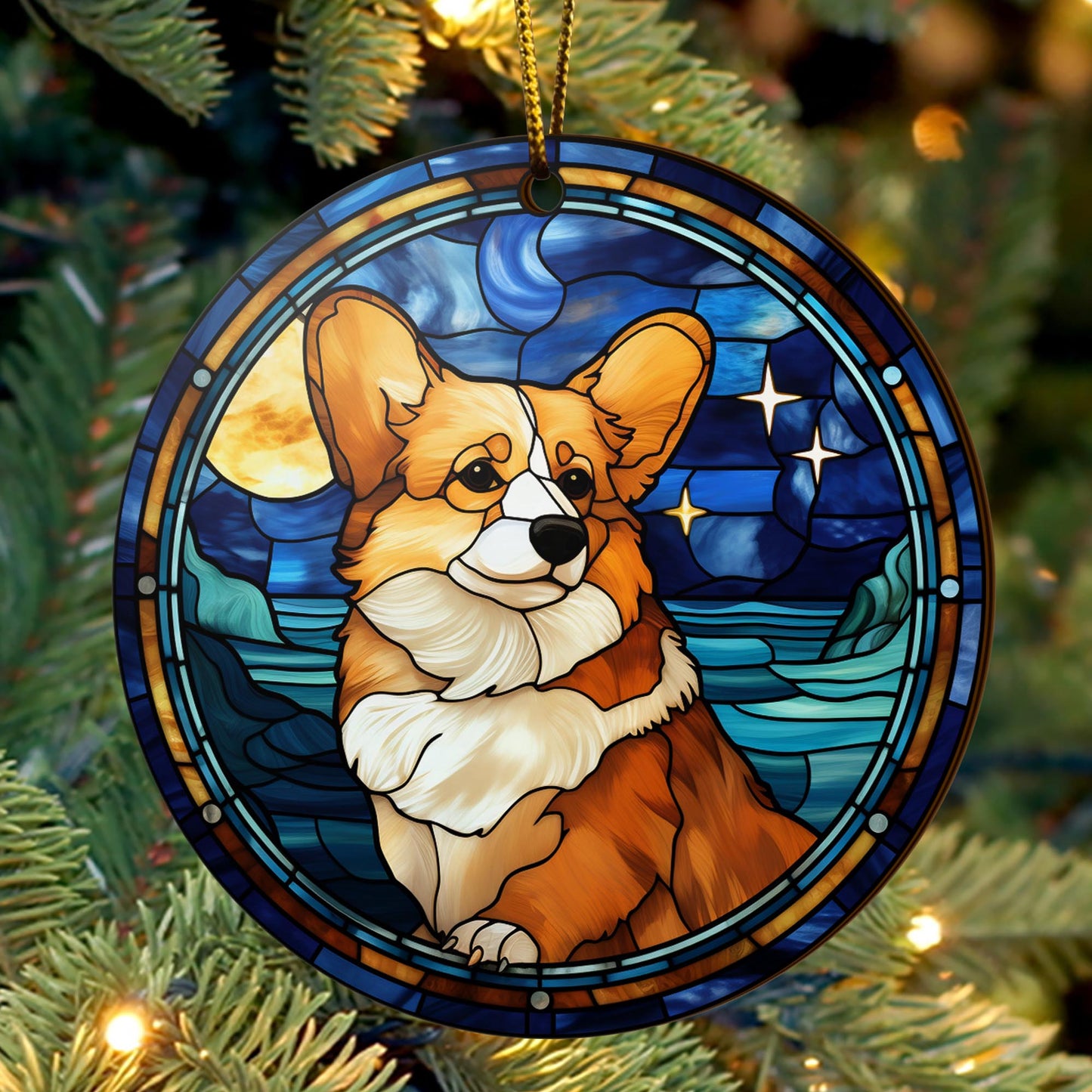 Corgi EPHG-52485-Corgi Wooden Ornaments 2 Sides, Corgi Ornaments For Christmas Tree, Christmas Tree Hanging, Christmas Decorations