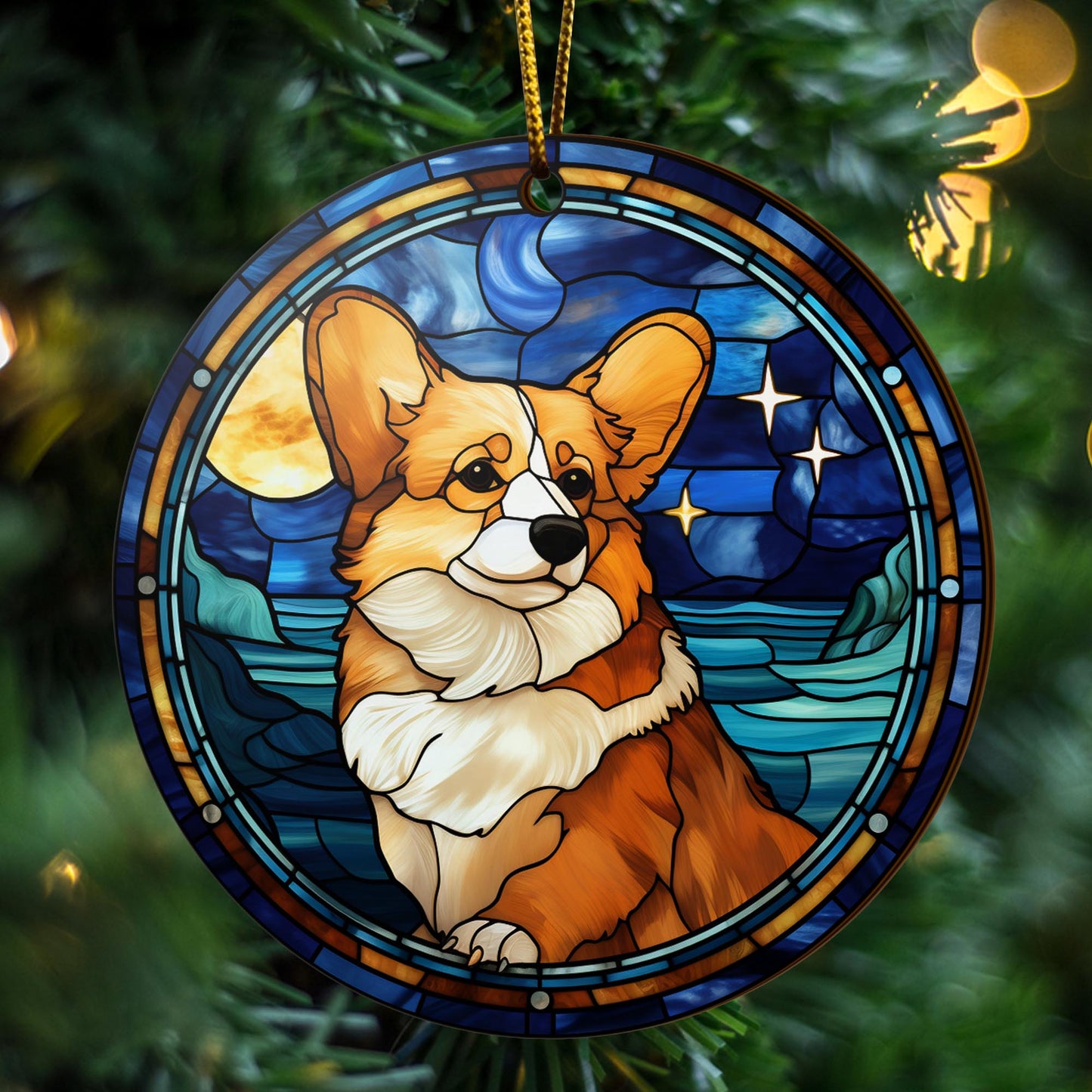 Corgi EPHG-52485-Corgi Wooden Ornaments 2 Sides, Corgi Ornaments For Christmas Tree, Christmas Tree Hanging, Christmas Decorations