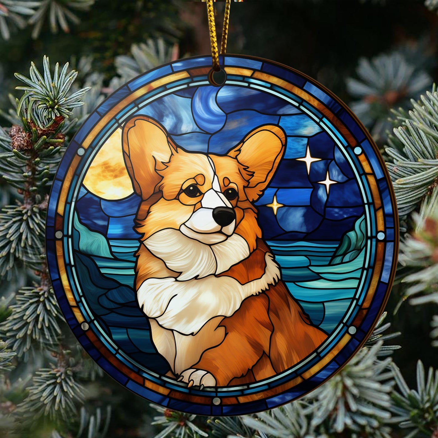 Corgi EPHG-52485-Corgi Wooden Ornaments 2 Sides, Corgi Ornaments For Christmas Tree, Christmas Tree Hanging, Christmas Decorations