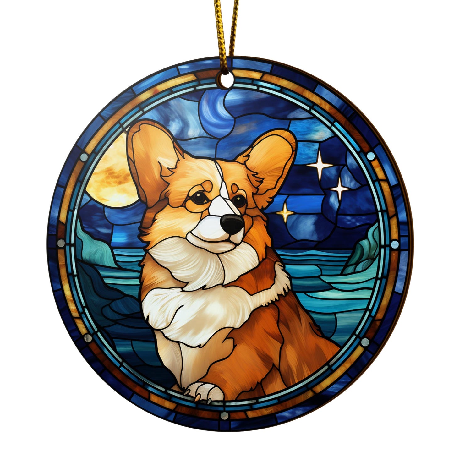 Corgi EPHG-52485-Corgi Wooden Ornaments 2 Sides, Corgi Ornaments For Christmas Tree, Christmas Tree Hanging, Christmas Decorations