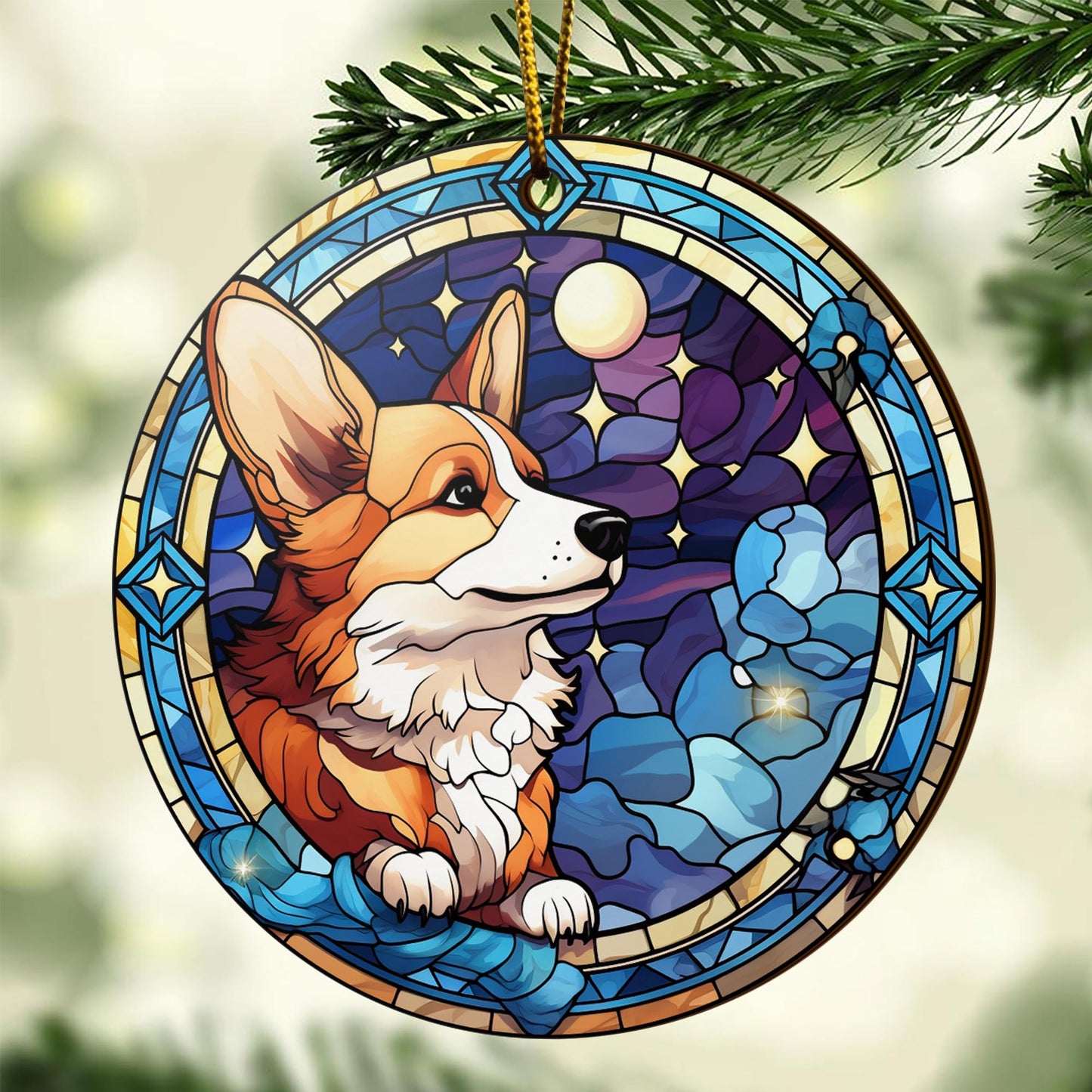 Corgi Wooden Ornaments 2 Sides, Corgi Ornaments For Christmas Tree, Christmas Tree Hanging, Christmas Decorations EPHG-52485