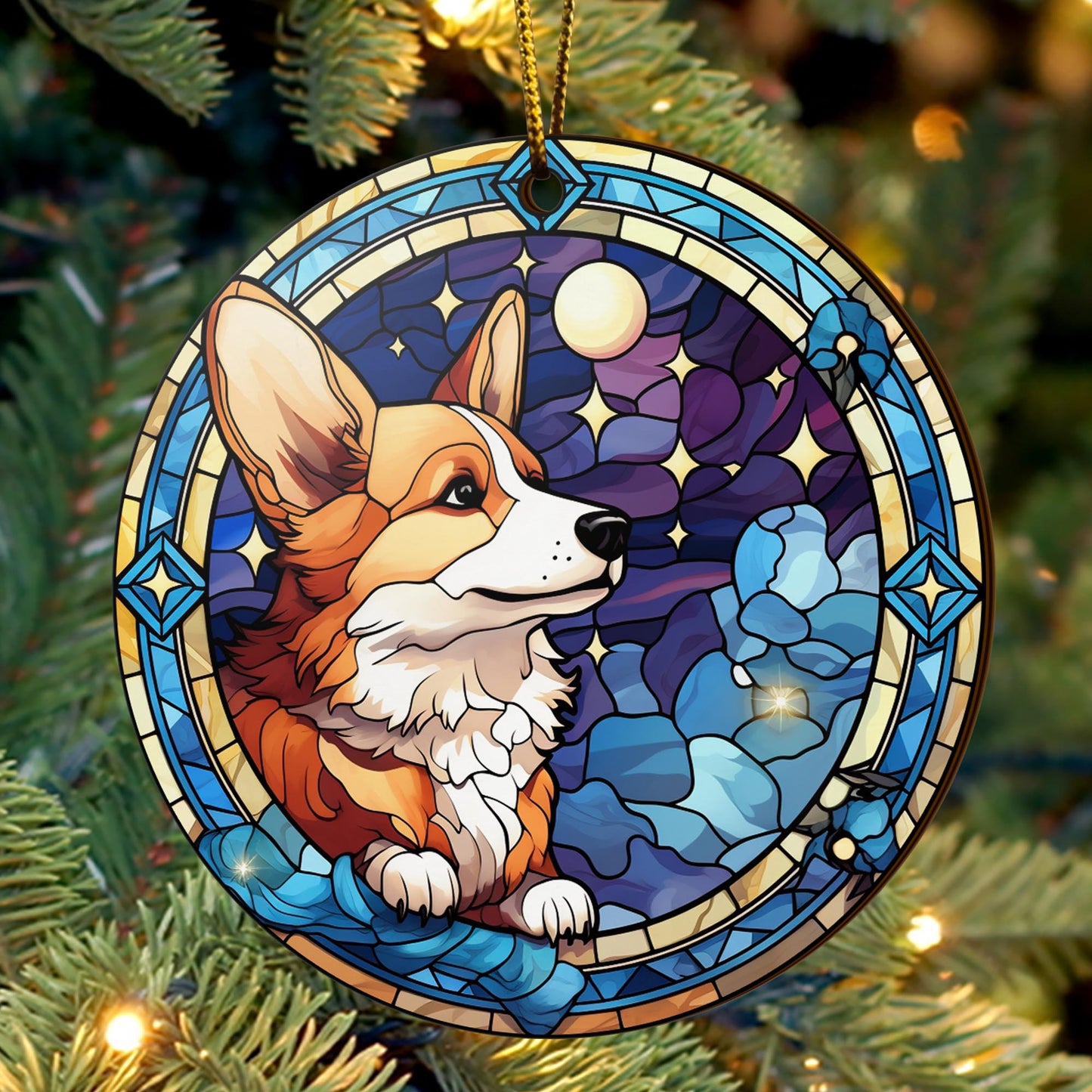 Corgi Wooden Ornaments 2 Sides, Corgi Ornaments For Christmas Tree, Christmas Tree Hanging, Christmas Decorations EPHG-52485