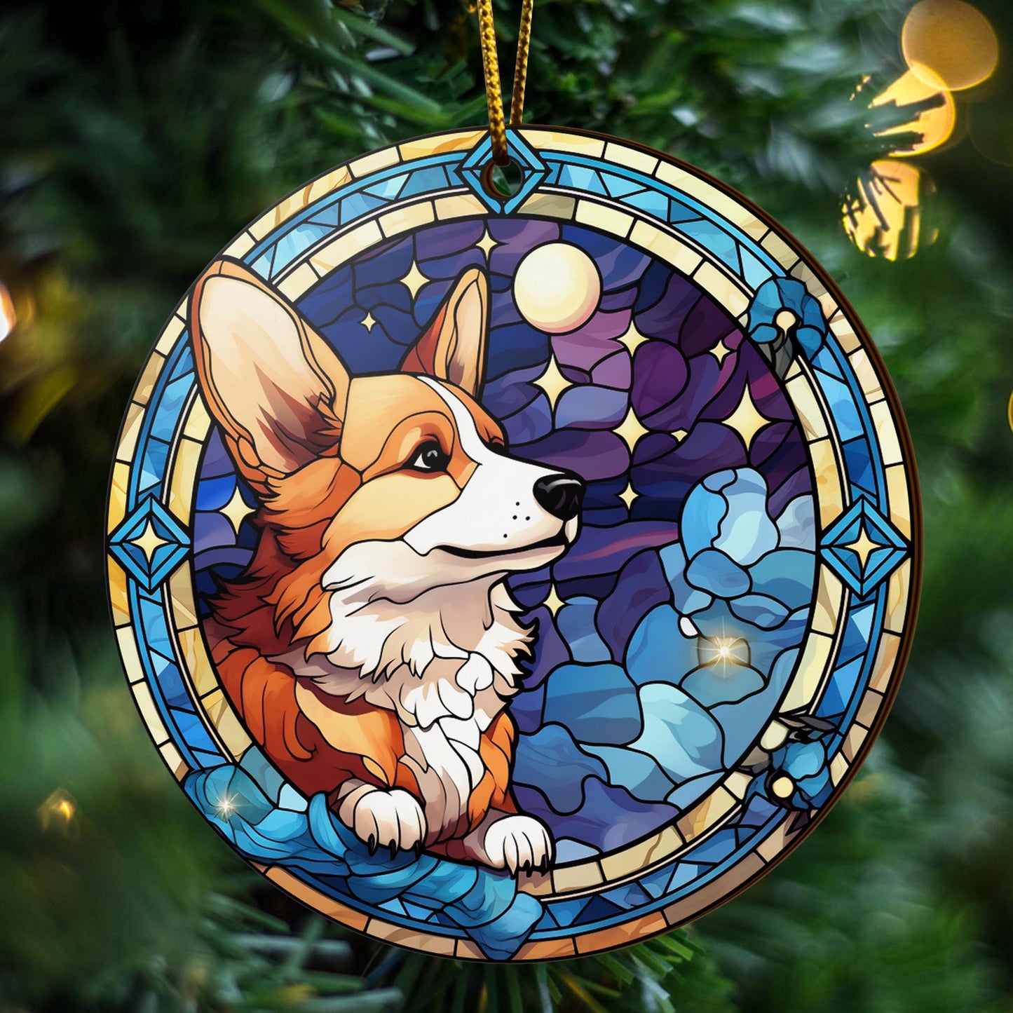 Corgi Wooden Ornaments 2 Sides, Corgi Ornaments For Christmas Tree, Christmas Tree Hanging, Christmas Decorations EPHG-52485