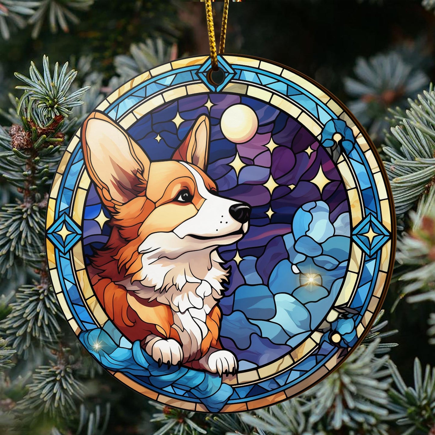 Corgi Wooden Ornaments 2 Sides, Corgi Ornaments For Christmas Tree, Christmas Tree Hanging, Christmas Decorations EPHG-52485