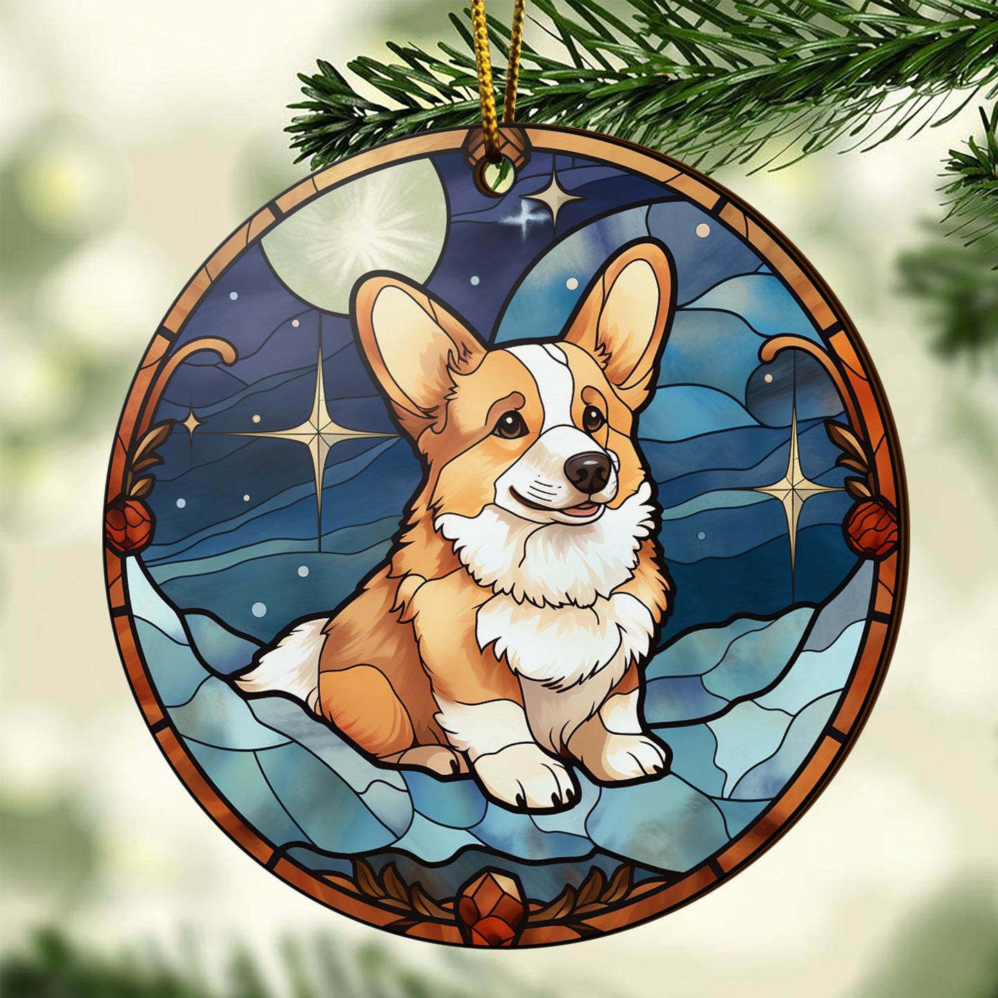 Corgi Wooden Ornaments 2 Sides, Corgi Ornaments For Christmas Tree, Christmas Tree Hanging, Christmas Decorations EPHG-52485