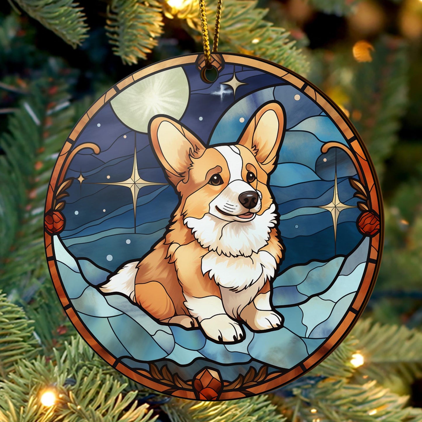 Corgi Wooden Ornaments 2 Sides, Corgi Ornaments For Christmas Tree, Christmas Tree Hanging, Christmas Decorations EPHG-52485