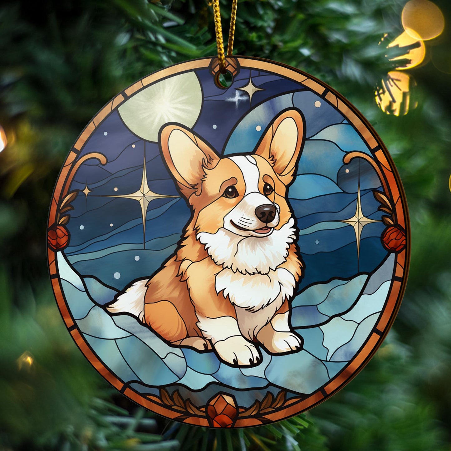 Corgi Wooden Ornaments 2 Sides, Corgi Ornaments For Christmas Tree, Christmas Tree Hanging, Christmas Decorations EPHG-52485