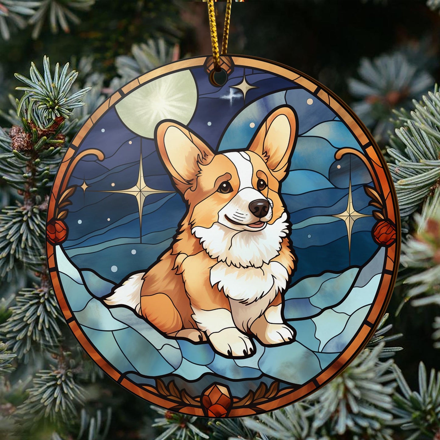 Corgi Wooden Ornaments 2 Sides, Corgi Ornaments For Christmas Tree, Christmas Tree Hanging, Christmas Decorations EPHG-52485