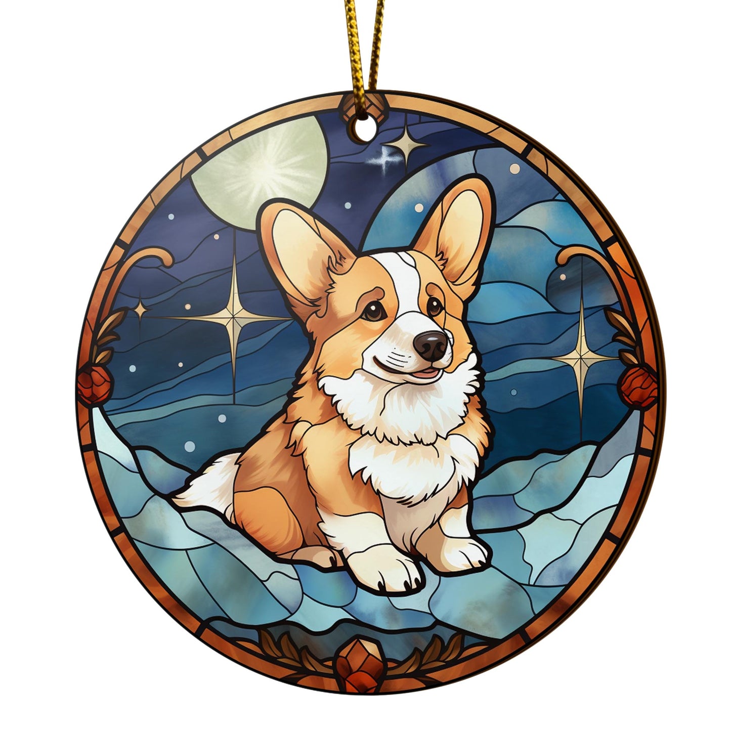 Corgi Wooden Ornaments 2 Sides, Corgi Ornaments For Christmas Tree, Christmas Tree Hanging, Christmas Decorations EPHG-52485