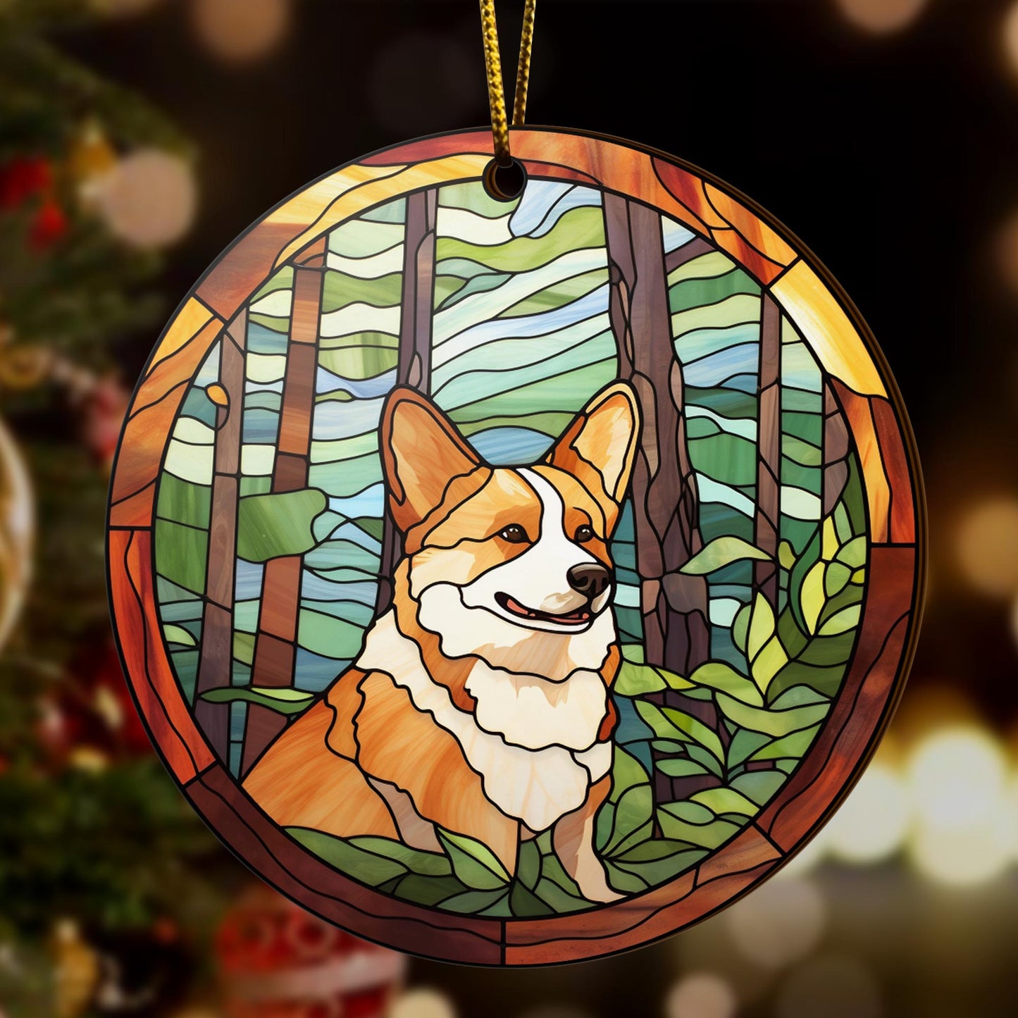 Corgi Wooden Ornaments 2 Sides, Corgi Ornaments For Christmas Tree, Christmas Tree Hanging, Christmas Decorations EPHG-52485