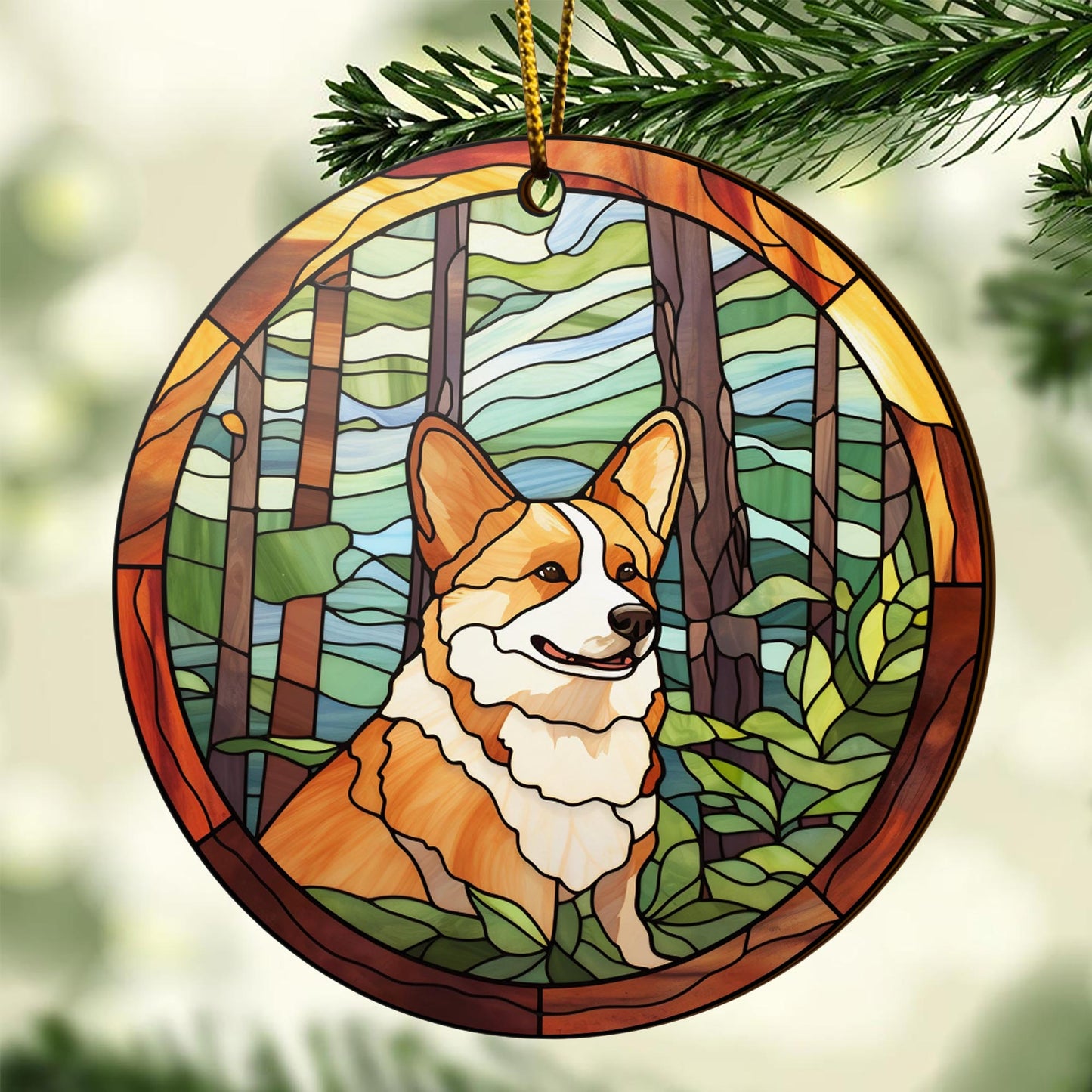 Corgi Wooden Ornaments 2 Sides, Corgi Ornaments For Christmas Tree, Christmas Tree Hanging, Christmas Decorations EPHG-52485