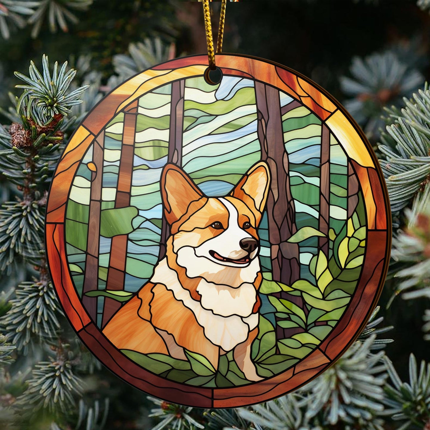 Corgi Wooden Ornaments 2 Sides, Corgi Ornaments For Christmas Tree, Christmas Tree Hanging, Christmas Decorations EPHG-52485