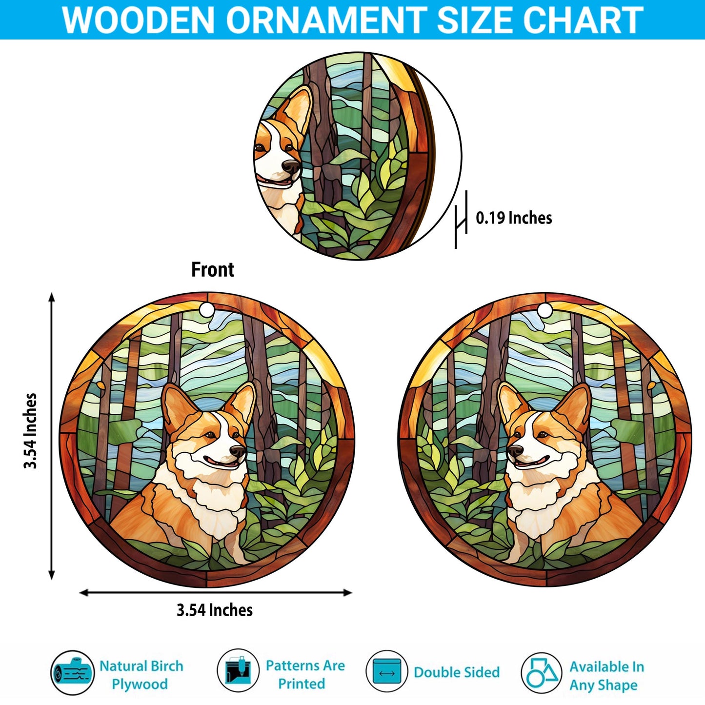 Corgi Wooden Ornaments 2 Sides, Corgi Ornaments For Christmas Tree, Christmas Tree Hanging, Christmas Decorations EPHG-52485