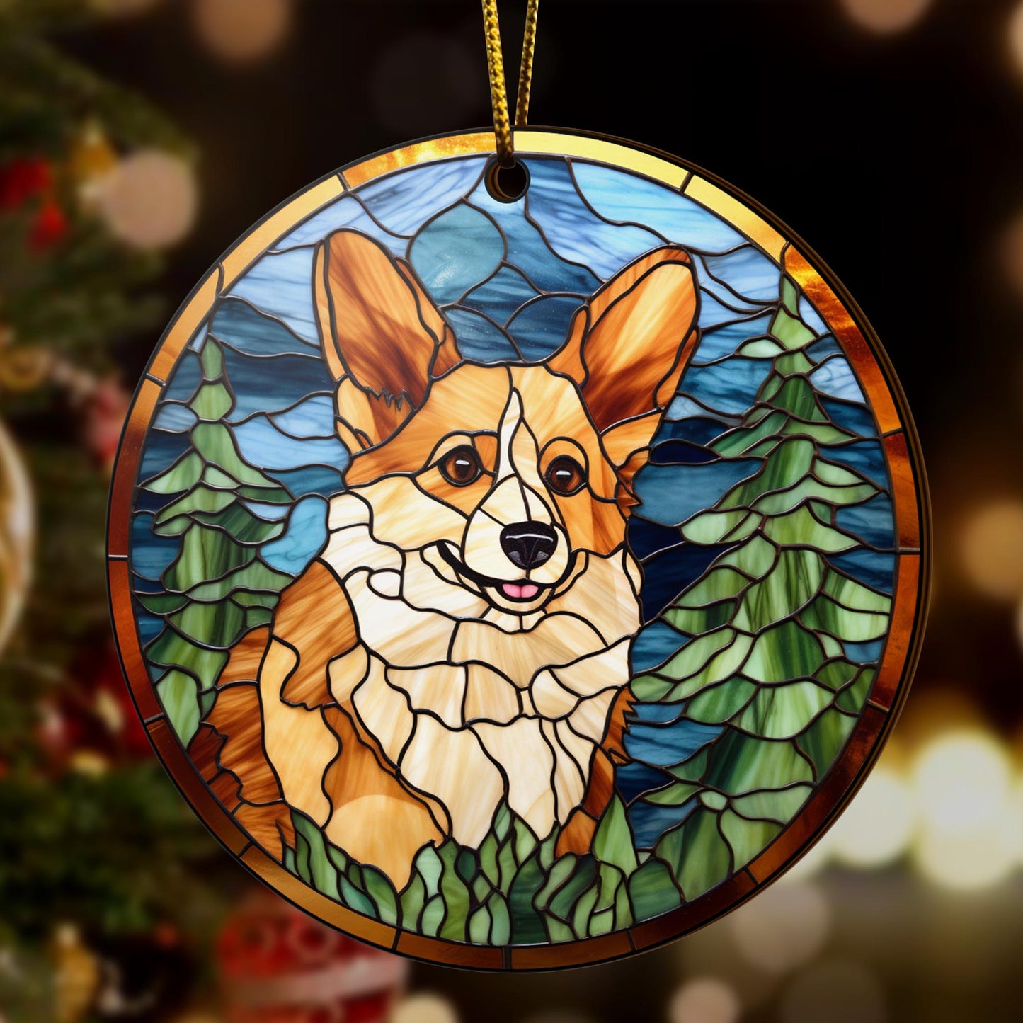 Corgi Wooden Ornaments 2 Sides, Corgi Ornaments For Christmas Tree, Christmas Tree Hanging, Christmas Decorations EPHG-52485