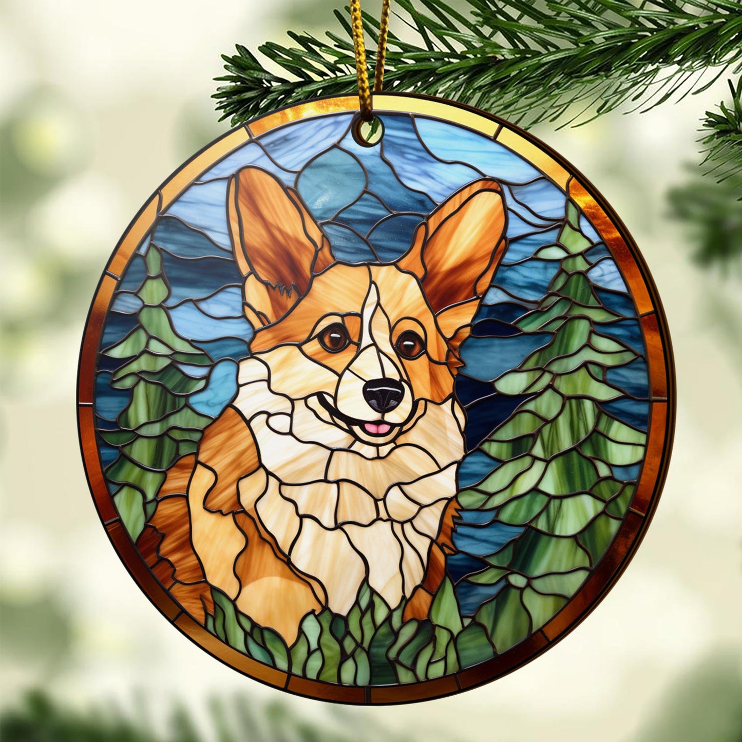 Corgi Wooden Ornaments 2 Sides, Corgi Ornaments For Christmas Tree, Christmas Tree Hanging, Christmas Decorations EPHG-52485