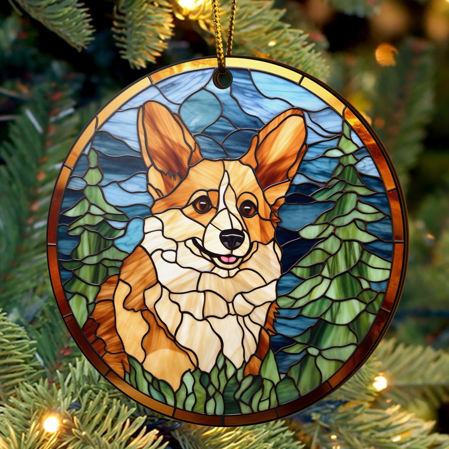 Corgi Wooden Ornaments 2 Sides, Corgi Ornaments For Christmas Tree, Christmas Tree Hanging, Christmas Decorations EPHG-52485