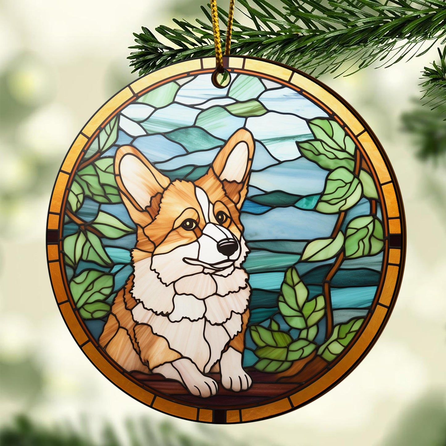 Corgi Wooden Ornaments 2 Sides, Corgi Ornaments For Christmas Tree, Christmas Tree Hanging, Christmas Decorations EPHG-52485