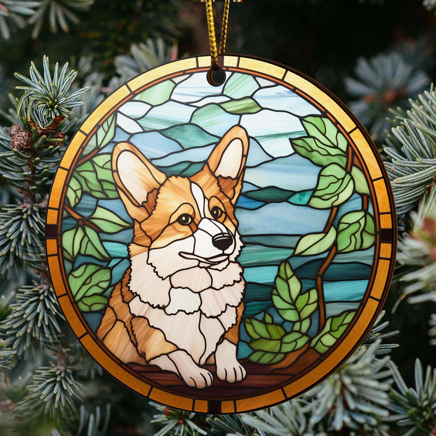 Corgi Wooden Ornaments 2 Sides, Corgi Ornaments For Christmas Tree, Christmas Tree Hanging, Christmas Decorations EPHG-52485