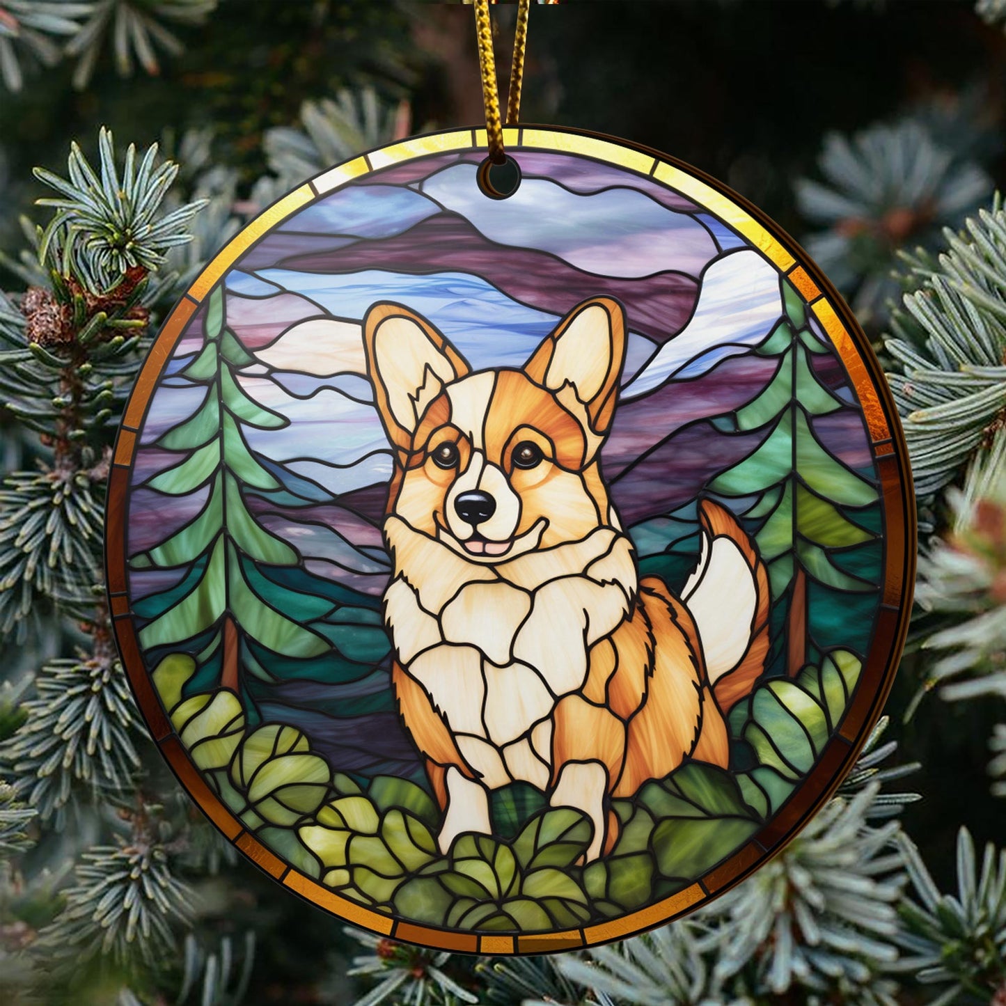 Corgi Wooden Ornaments 2 Sides, Corgi Ornaments For Christmas Tree, Christmas Tree Hanging, Christmas Decorations EPHG-52485