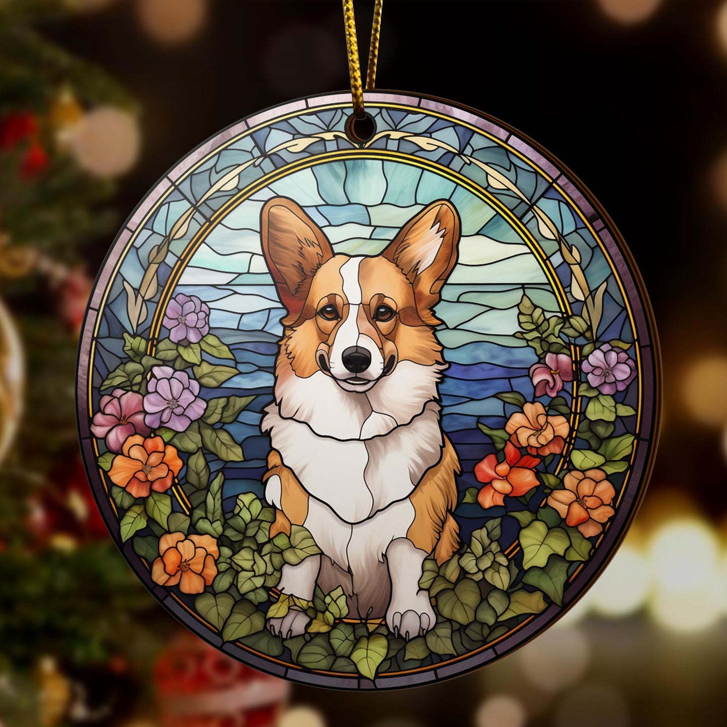 Corgi Wooden Ornaments 2 Sides, Corgi Ornaments For Christmas Tree, Christmas Tree Hanging, Christmas Decorations EPHG-52485