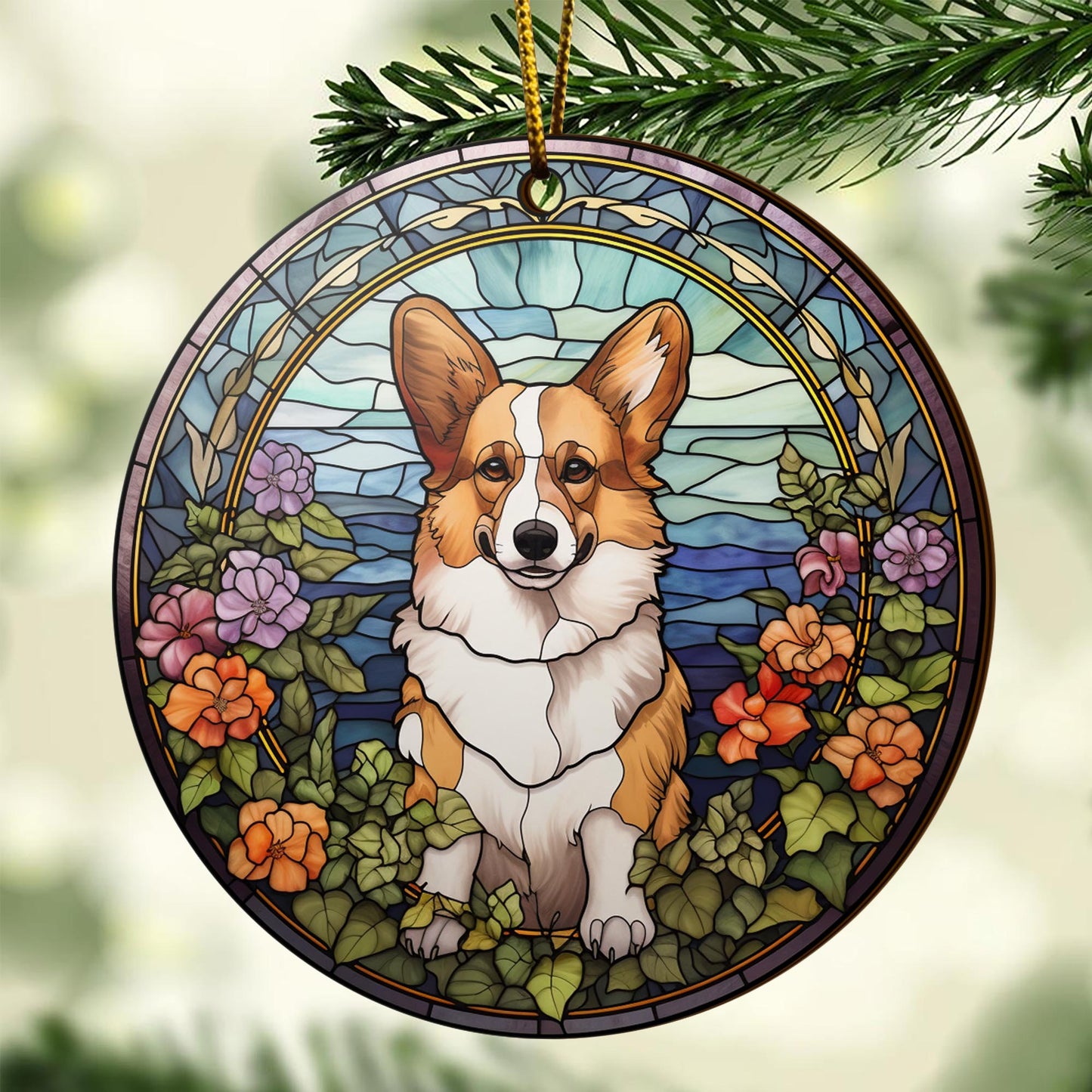 Corgi Wooden Ornaments 2 Sides, Corgi Ornaments For Christmas Tree, Christmas Tree Hanging, Christmas Decorations EPHG-52485