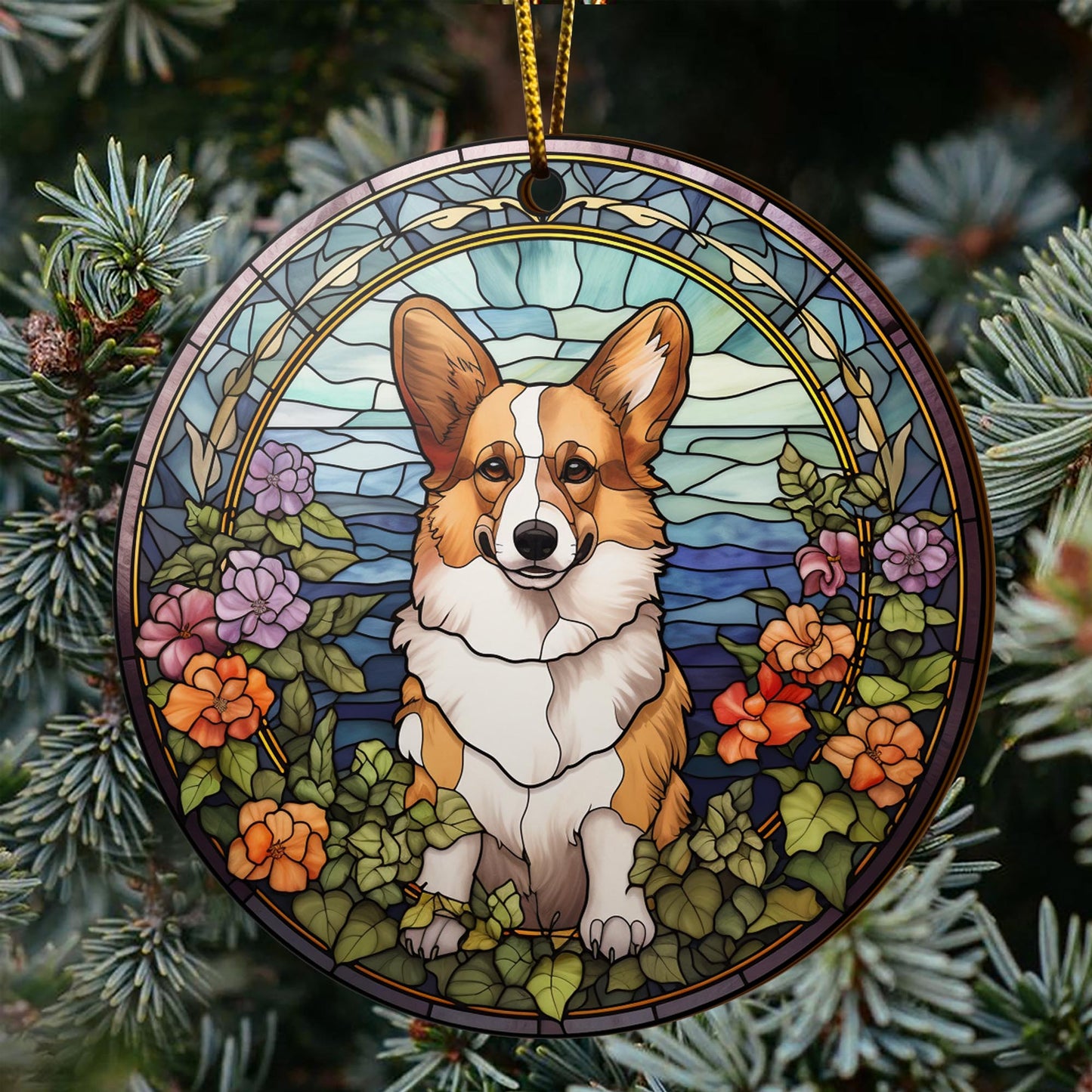 Corgi Wooden Ornaments 2 Sides, Corgi Ornaments For Christmas Tree, Christmas Tree Hanging, Christmas Decorations EPHG-52485