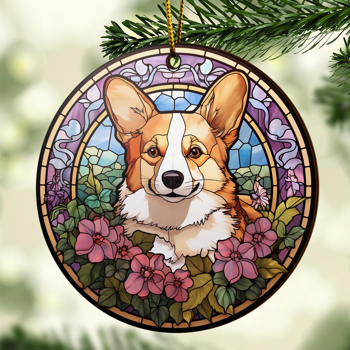 Corgi Wooden Ornaments 2 Sides, Corgi Ornaments For Christmas Tree, Christmas Tree Hanging, Christmas Decorations EPHG-52485