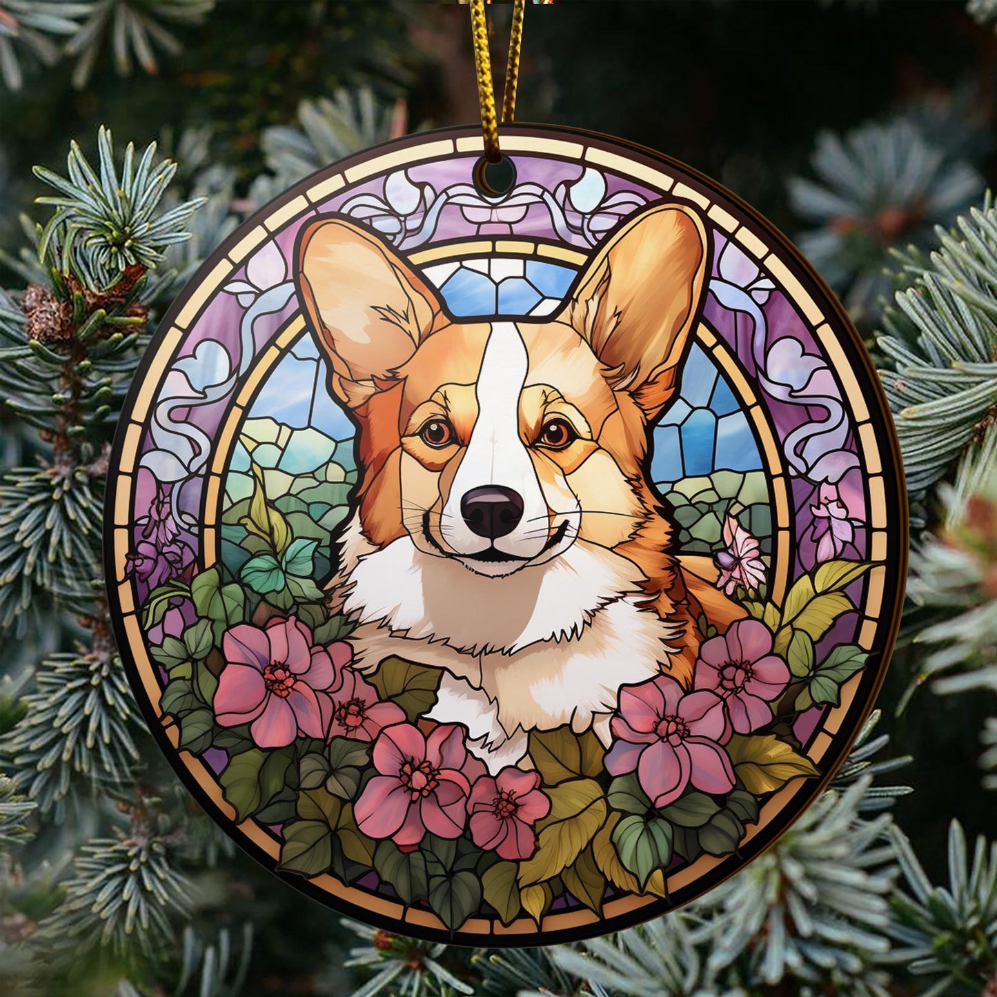 Corgi Wooden Ornaments 2 Sides, Corgi Ornaments For Christmas Tree, Christmas Tree Hanging, Christmas Decorations EPHG-52485