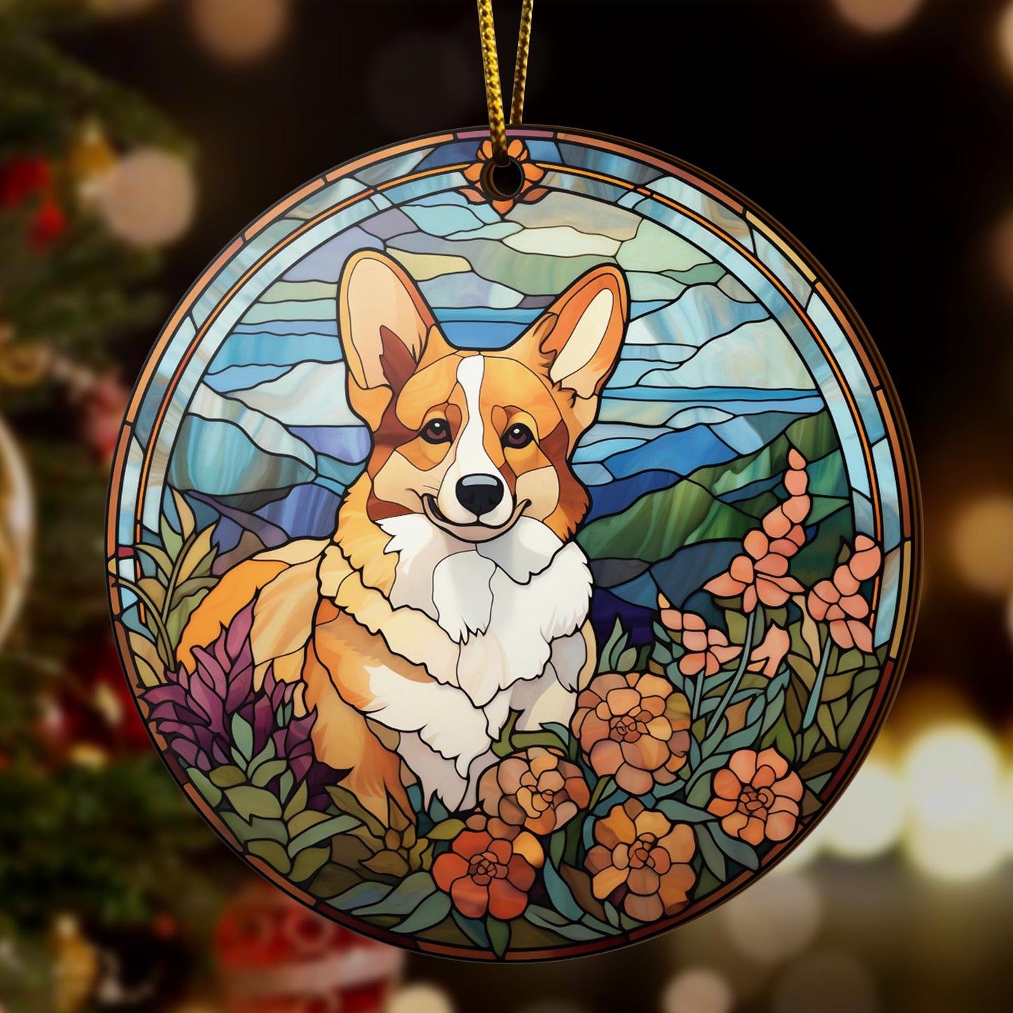 Corgi Wooden Ornaments 2 Sides, Corgi Ornaments For Christmas Tree, Christmas Tree Hanging, Christmas Decorations EPHG-52485