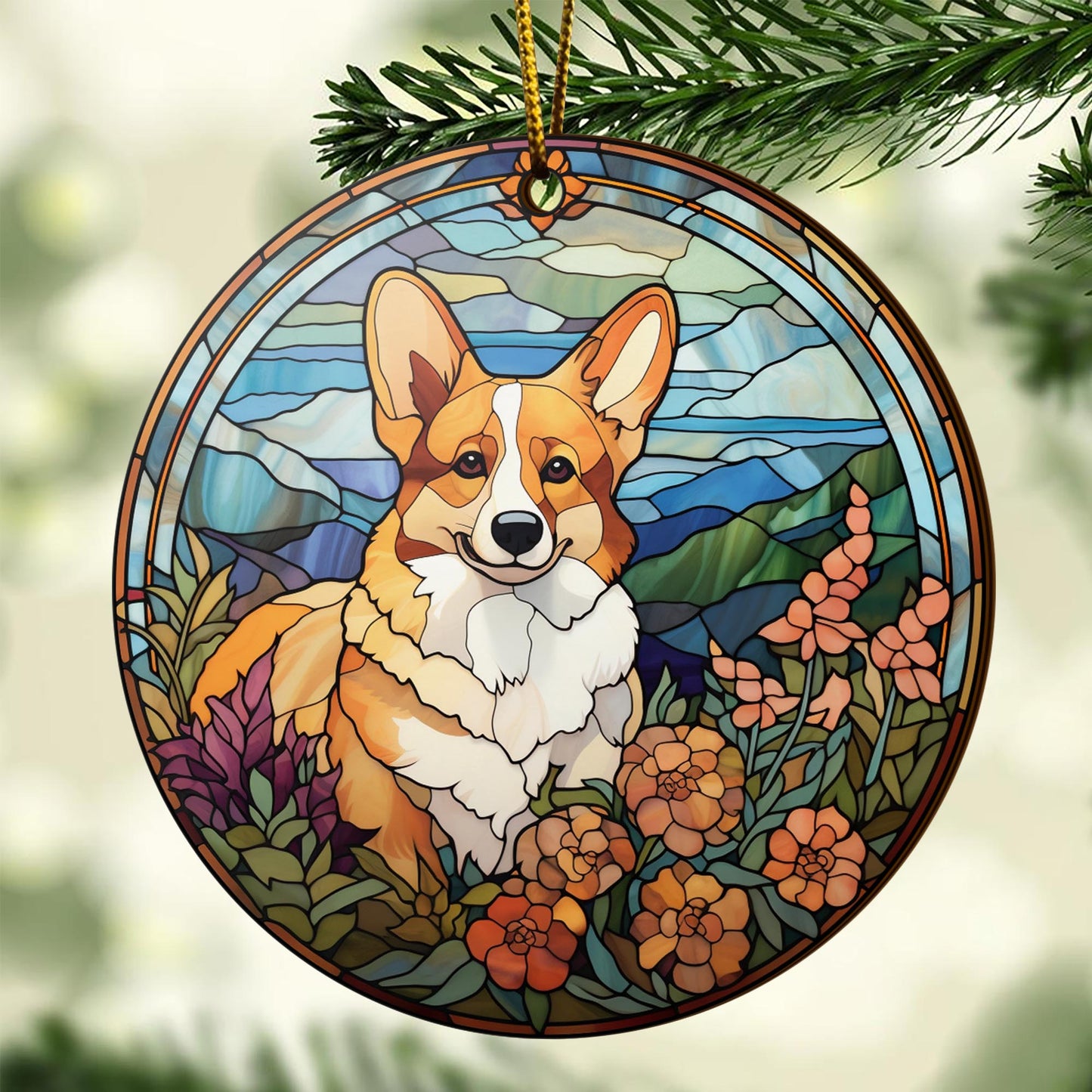 Corgi Wooden Ornaments 2 Sides, Corgi Ornaments For Christmas Tree, Christmas Tree Hanging, Christmas Decorations EPHG-52485