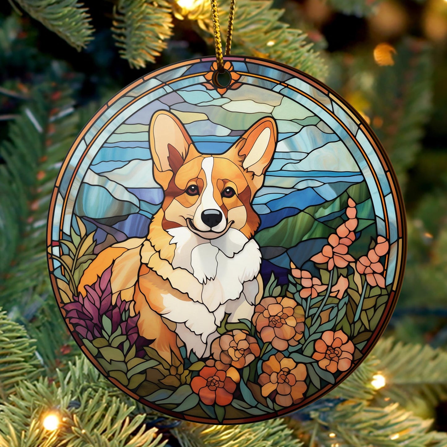 Corgi Wooden Ornaments 2 Sides, Corgi Ornaments For Christmas Tree, Christmas Tree Hanging, Christmas Decorations EPHG-52485