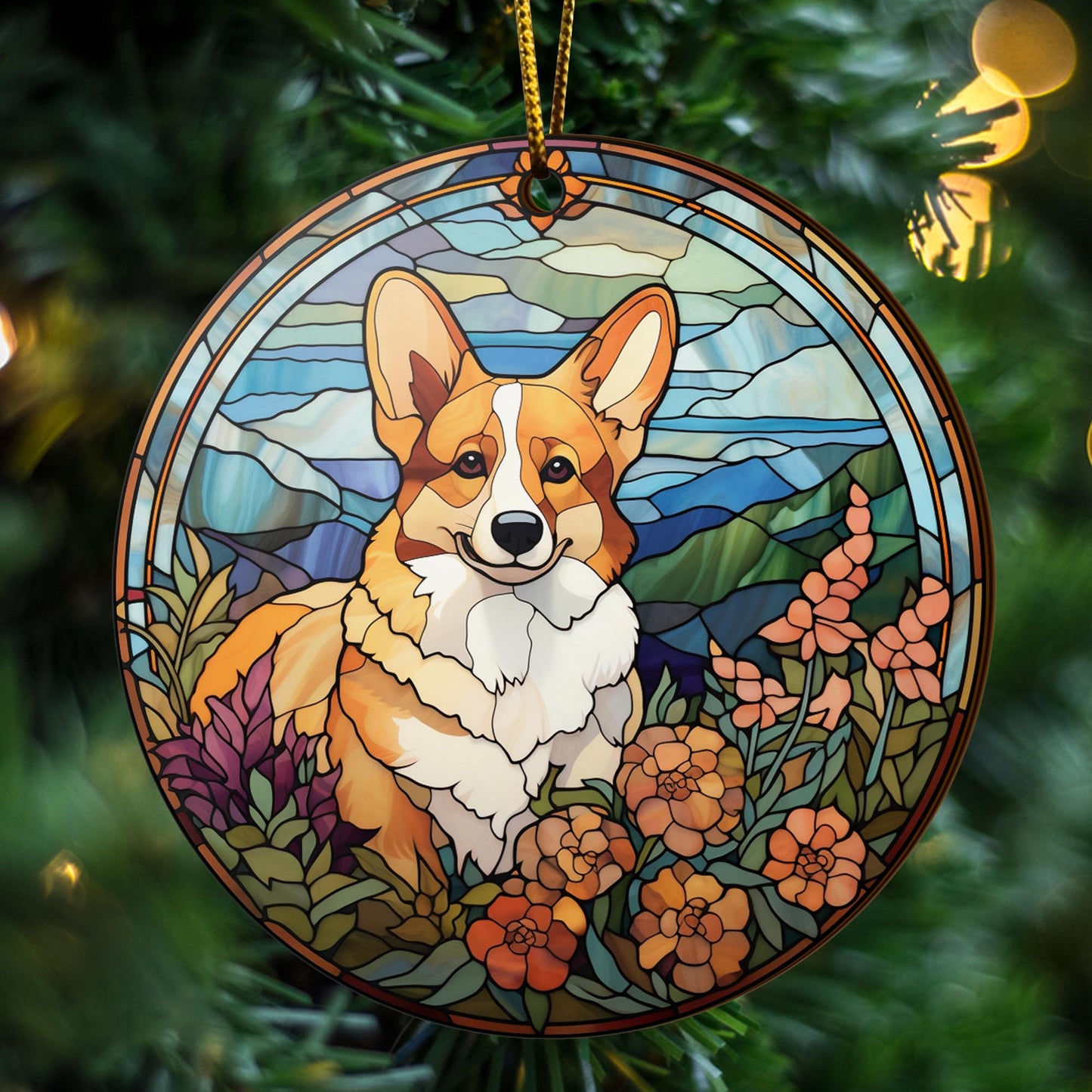 Corgi Wooden Ornaments 2 Sides, Corgi Ornaments For Christmas Tree, Christmas Tree Hanging, Christmas Decorations EPHG-52485