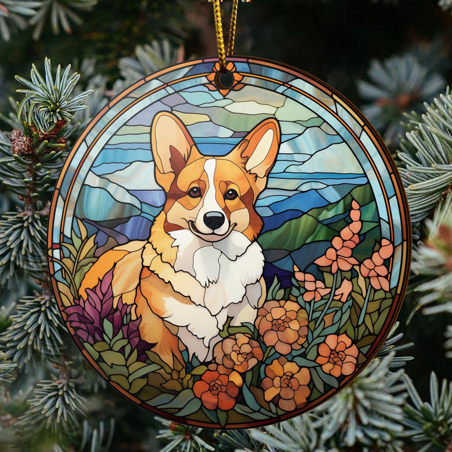 Corgi Wooden Ornaments 2 Sides, Corgi Ornaments For Christmas Tree, Christmas Tree Hanging, Christmas Decorations EPHG-52485