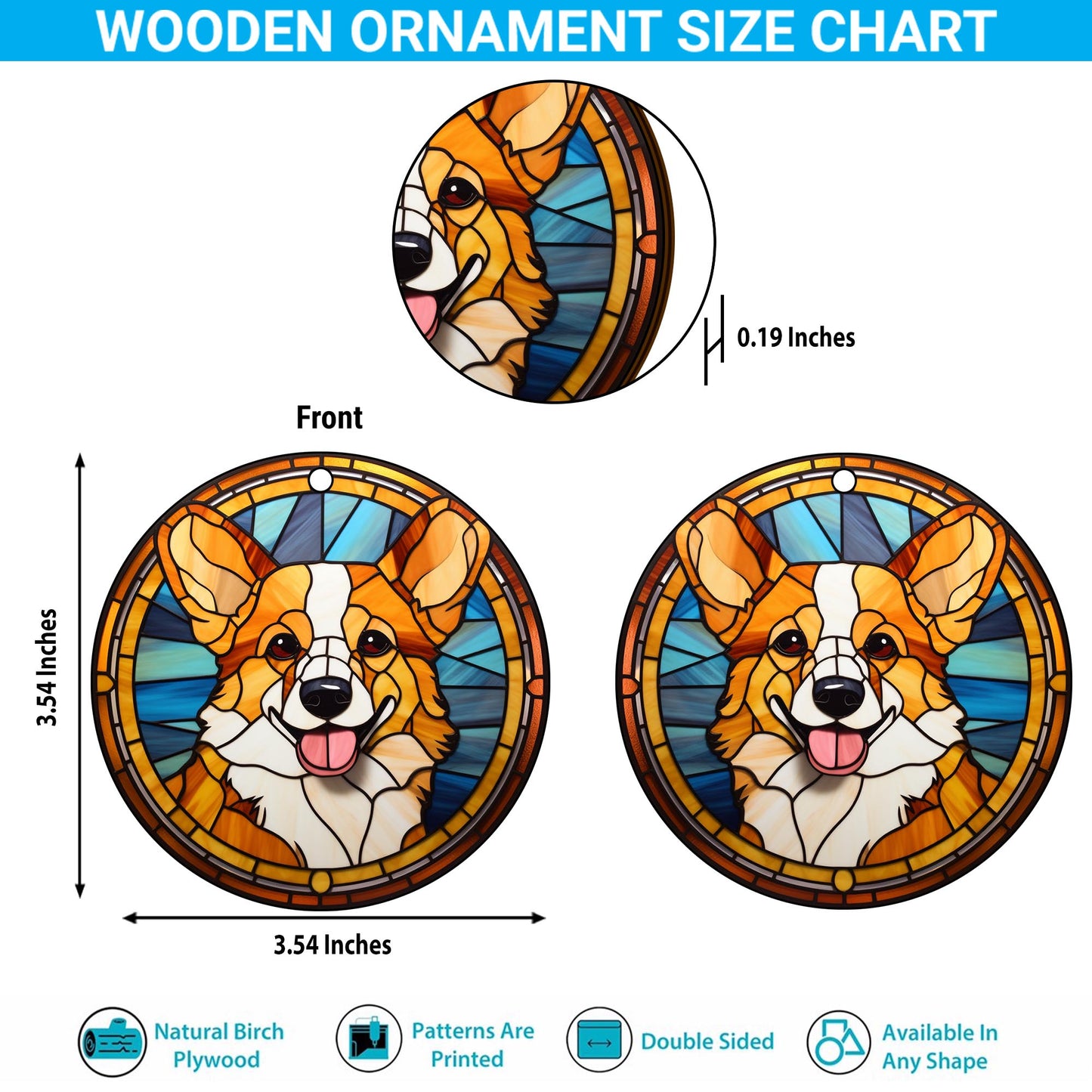 Corgi Wooden Ornaments 2 Sides, Corgi Ornaments For Christmas Tree, Christmas Tree Hanging, Christmas Decorations EPHG-52485