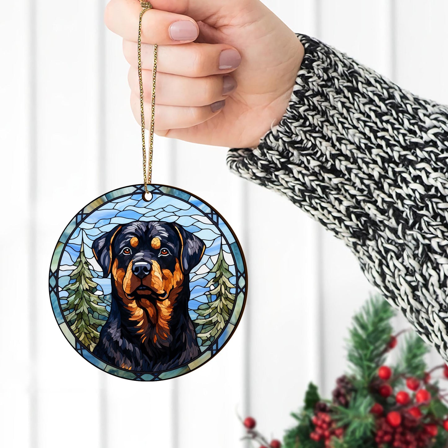 Rottweiler Rottweiler Wooden Ornaments 2 Sides, Rottweiler Ornament, Gift For Christmas, Christmas Tree Hanging EPHG-52486