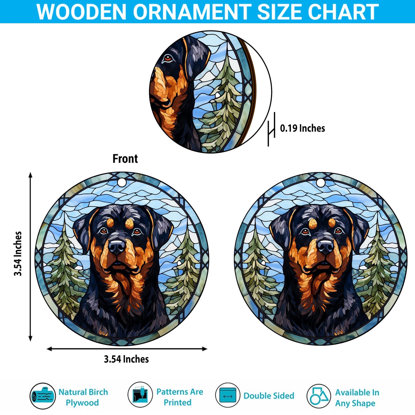 Rottweiler Rottweiler Wooden Ornaments 2 Sides, Rottweiler Ornament, Gift For Christmas, Christmas Tree Hanging EPHG-52486