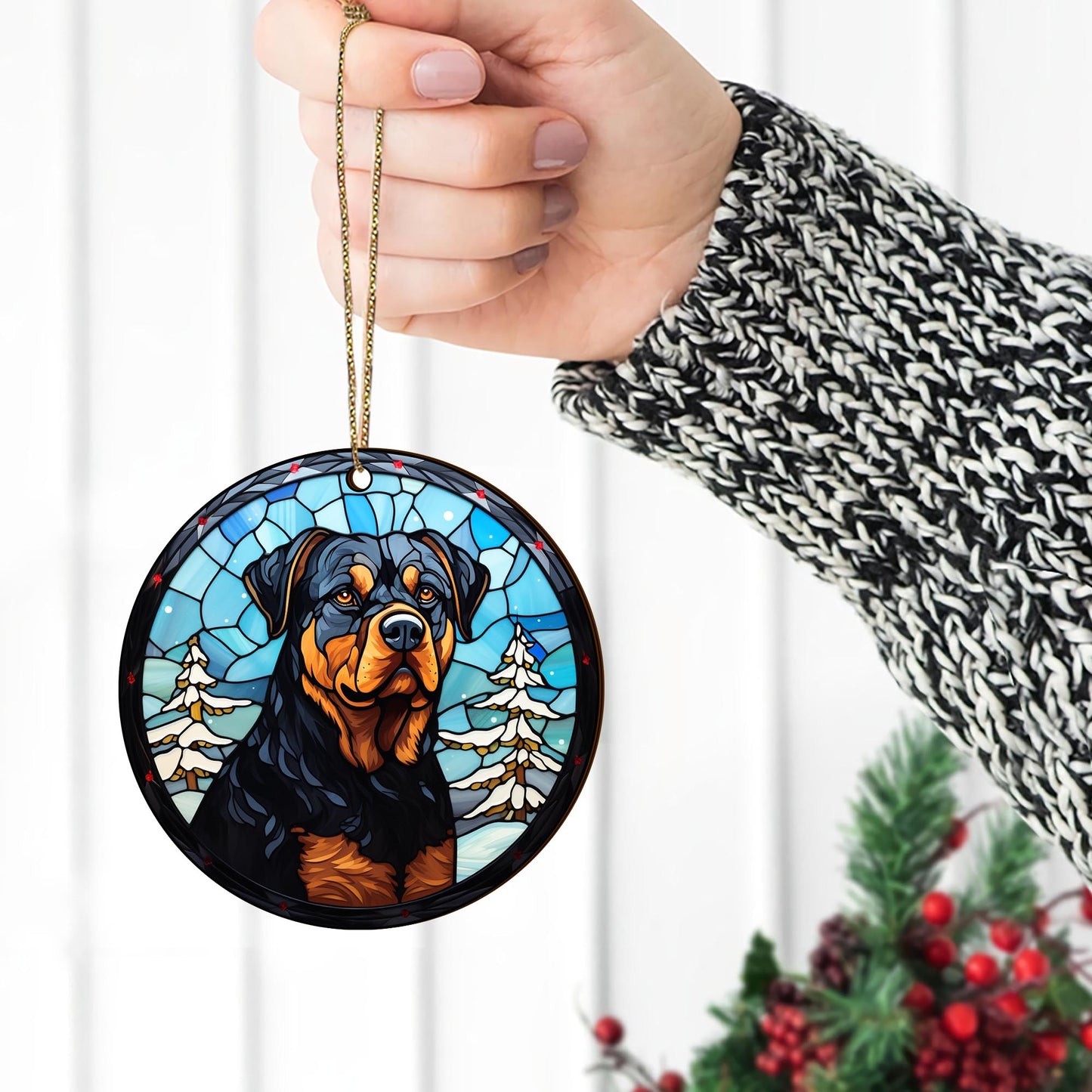 Rottweiler Rottweiler Wooden Ornaments 2 Sides, Rottweiler Ornament, Gift For Christmas, Christmas Tree Hanging EPHG-52486