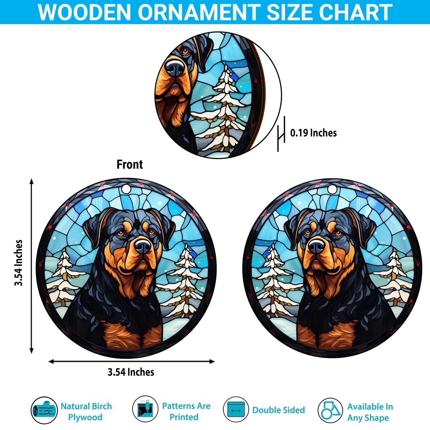 Rottweiler Rottweiler Wooden Ornaments 2 Sides, Rottweiler Ornament, Gift For Christmas, Christmas Tree Hanging EPHG-52486