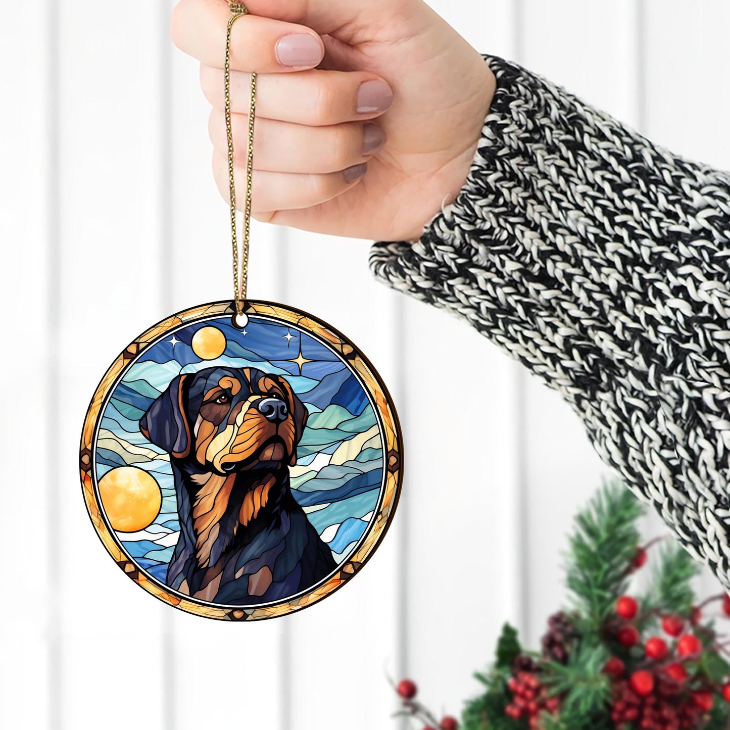 Rottweiler Rottweiler Wooden Ornaments 2 Sides, Rottweiler Ornament, Gift For Christmas, Christmas Tree Hanging EPHG-52486