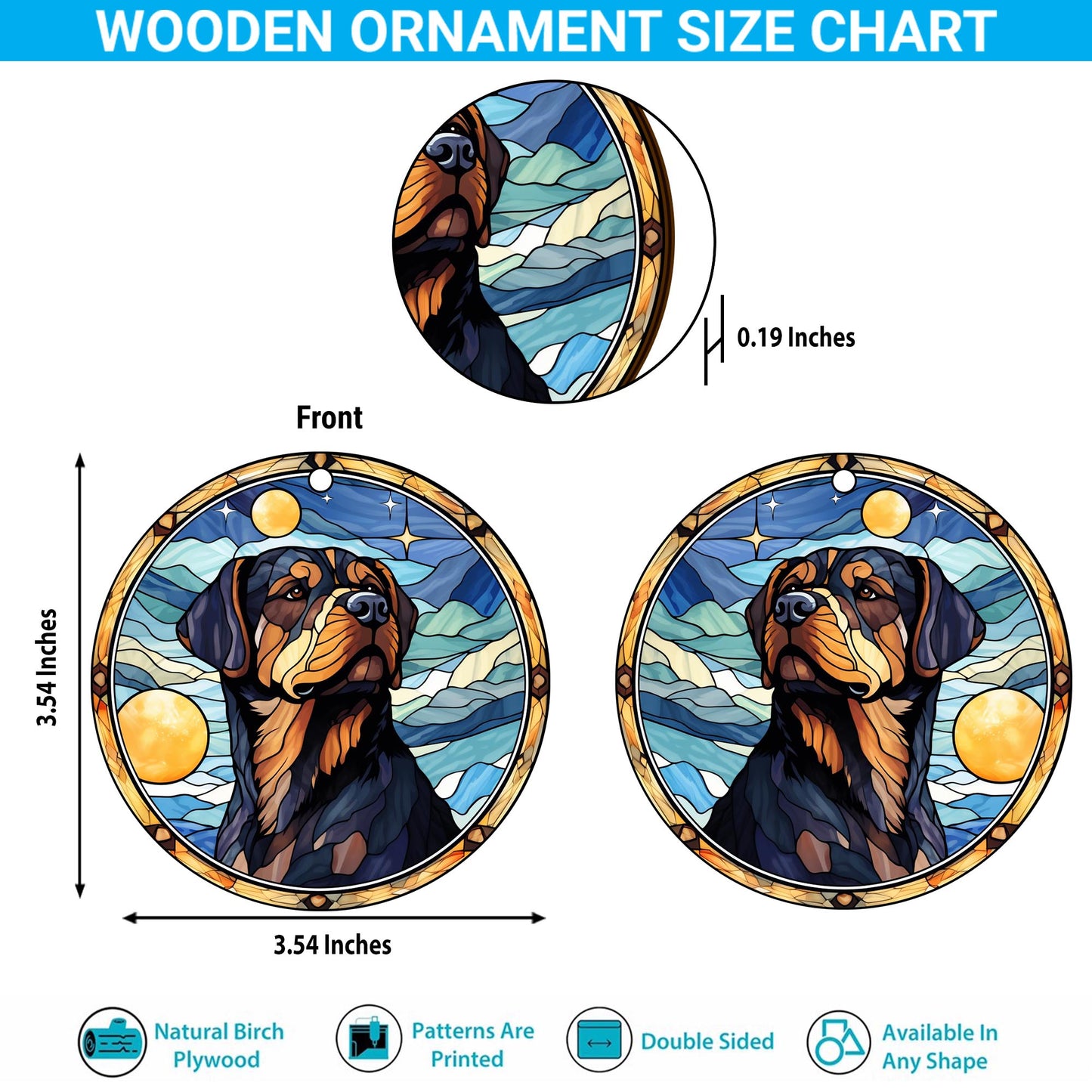 Rottweiler Rottweiler Wooden Ornaments 2 Sides, Rottweiler Ornament, Gift For Christmas, Christmas Tree Hanging EPHG-52486