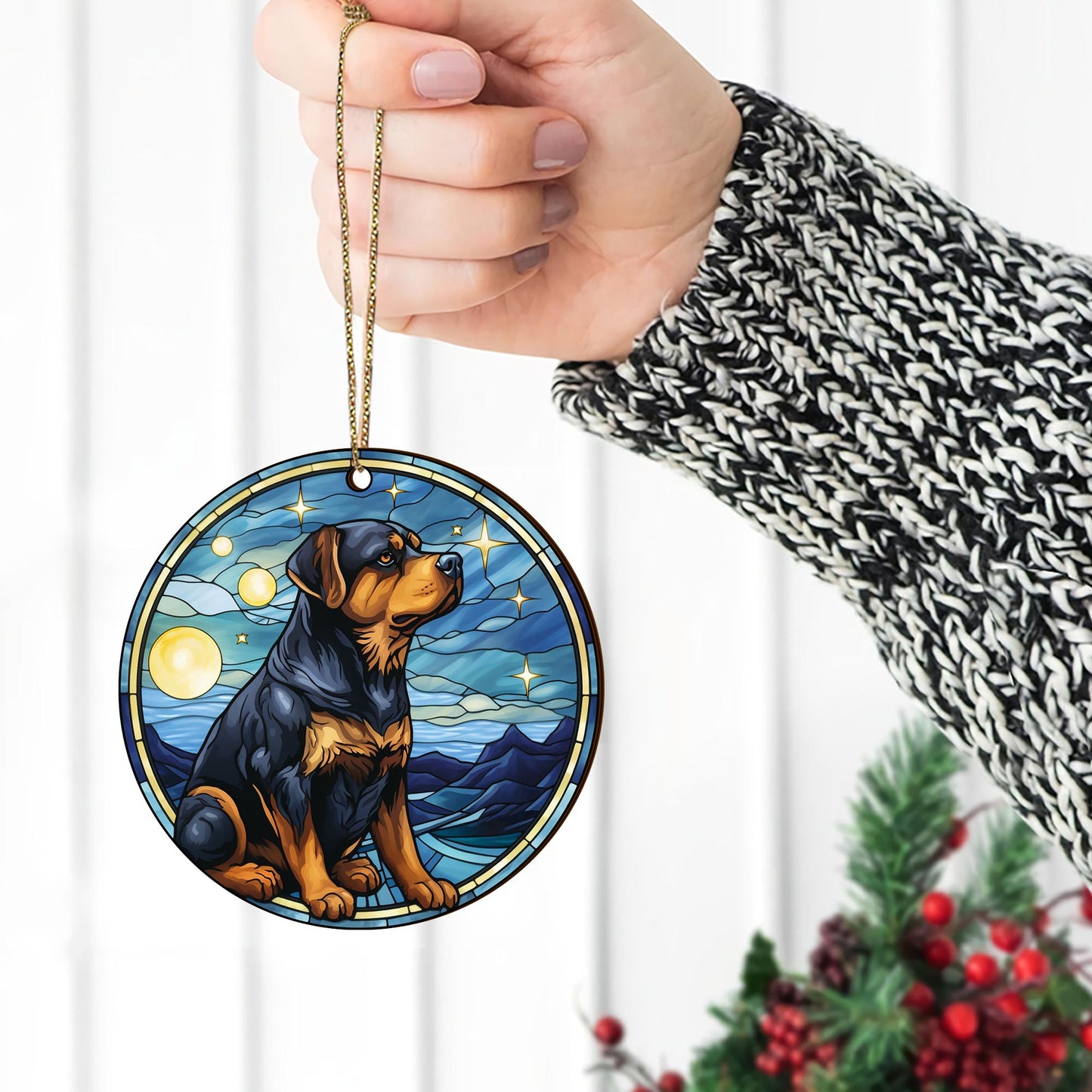 Rottweiler Rottweiler Wooden Ornaments 2 Sides, Rottweiler Ornament, Gift For Christmas, Christmas Tree Hanging EPHG-52486