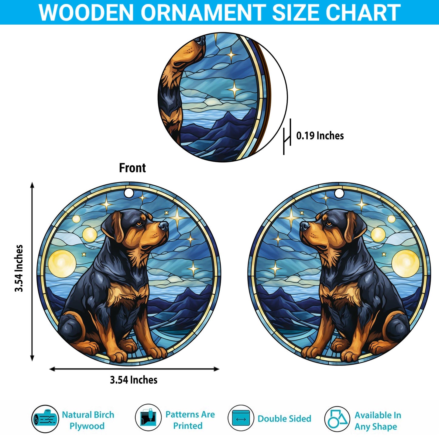 Rottweiler Rottweiler Wooden Ornaments 2 Sides, Rottweiler Ornament, Gift For Christmas, Christmas Tree Hanging EPHG-52486