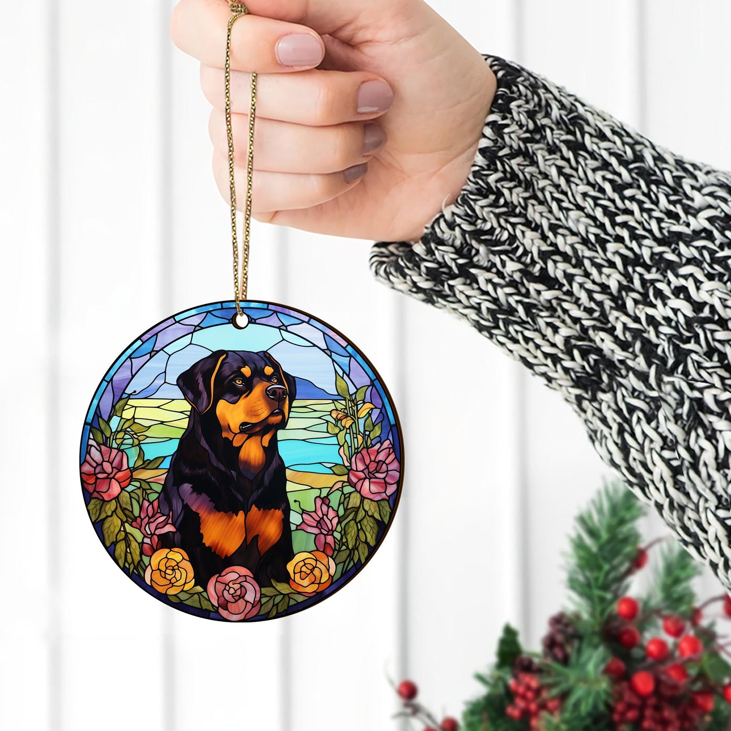 Rottweiler Rottweiler Wooden Ornaments 2 Sides, Rottweiler Ornament, Gift For Christmas, Christmas Tree Hanging EPHG-52486