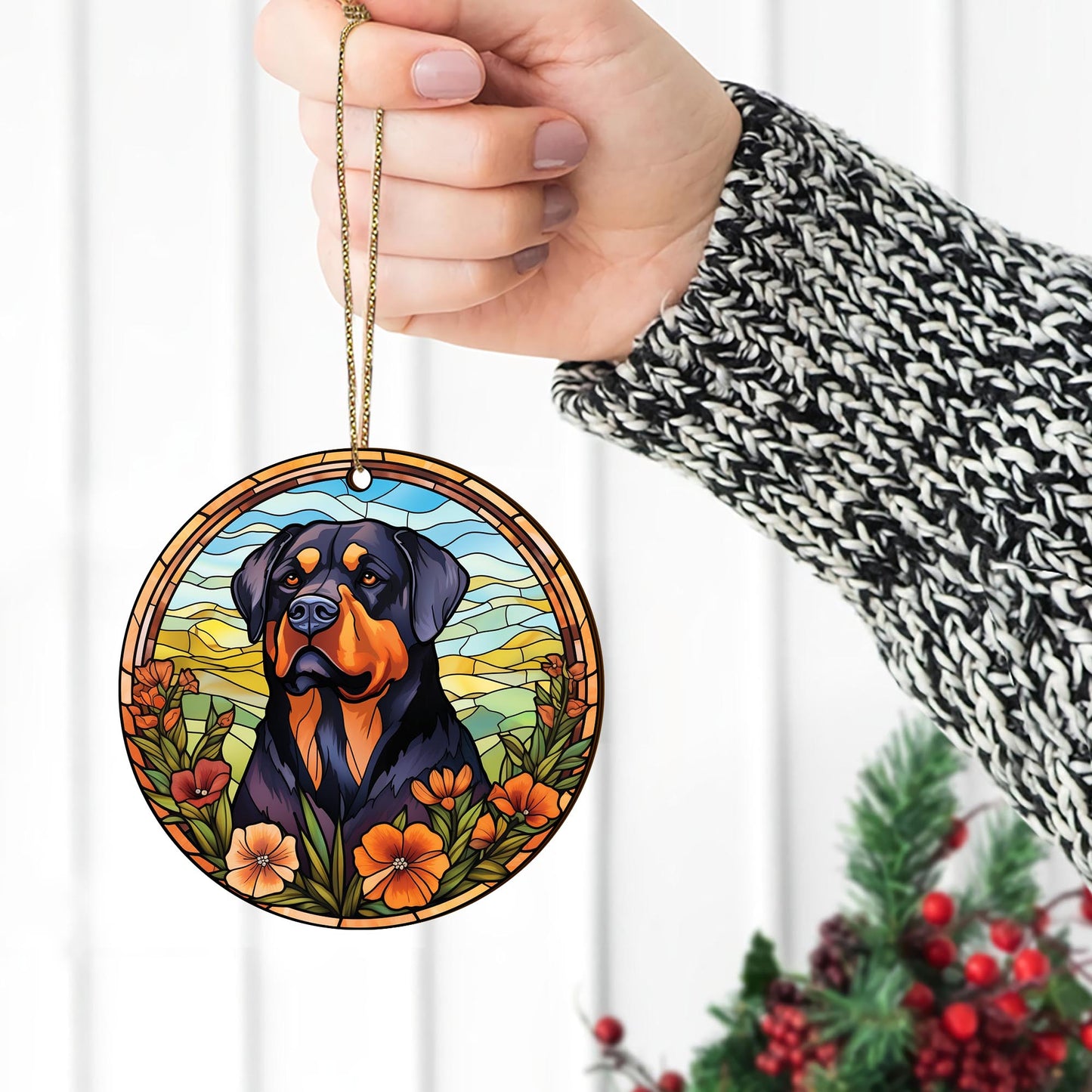 Rottweiler Rottweiler Wooden Ornaments 2 Sides, Rottweiler Ornament, Gift For Christmas, Christmas Tree Hanging EPHG-52486