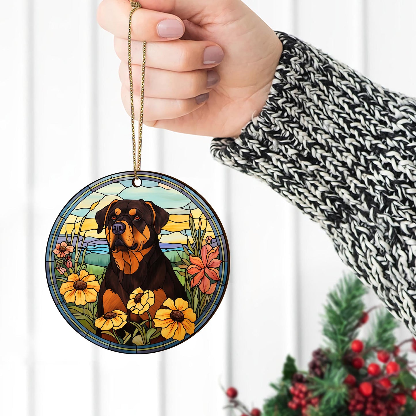 Rottweiler Rottweiler Wooden Ornaments 2 Sides, Rottweiler Ornament, Gift For Christmas, Christmas Tree Hanging EPHG-52486