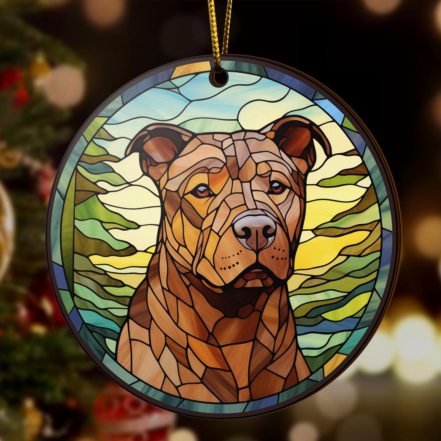 Pit Bull Wooden Ornaments 2 Sides, Pit Bull Ornaments For Christmas Tree, Christmas Tree Hanging, Christmas Decorations EPHG-52487