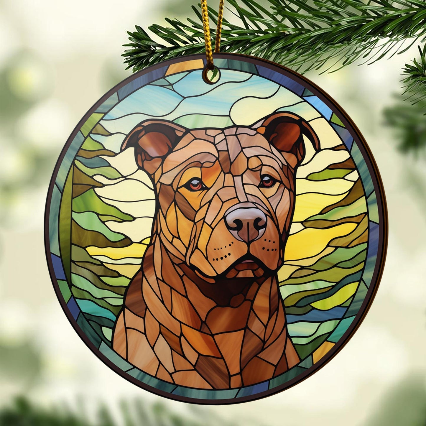 Pit Bull Wooden Ornaments 2 Sides, Pit Bull Ornaments For Christmas Tree, Christmas Tree Hanging, Christmas Decorations EPHG-52487