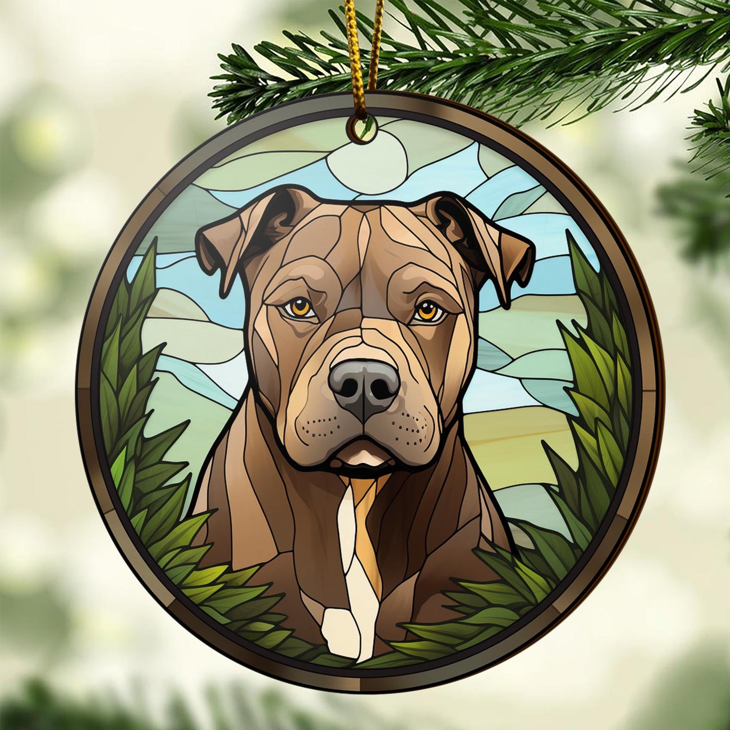 Pit Bull Wooden Ornaments 2 Sides, Pit Bull Ornaments For Christmas Tree, Christmas Tree Hanging, Christmas Decorations EPHG-52487